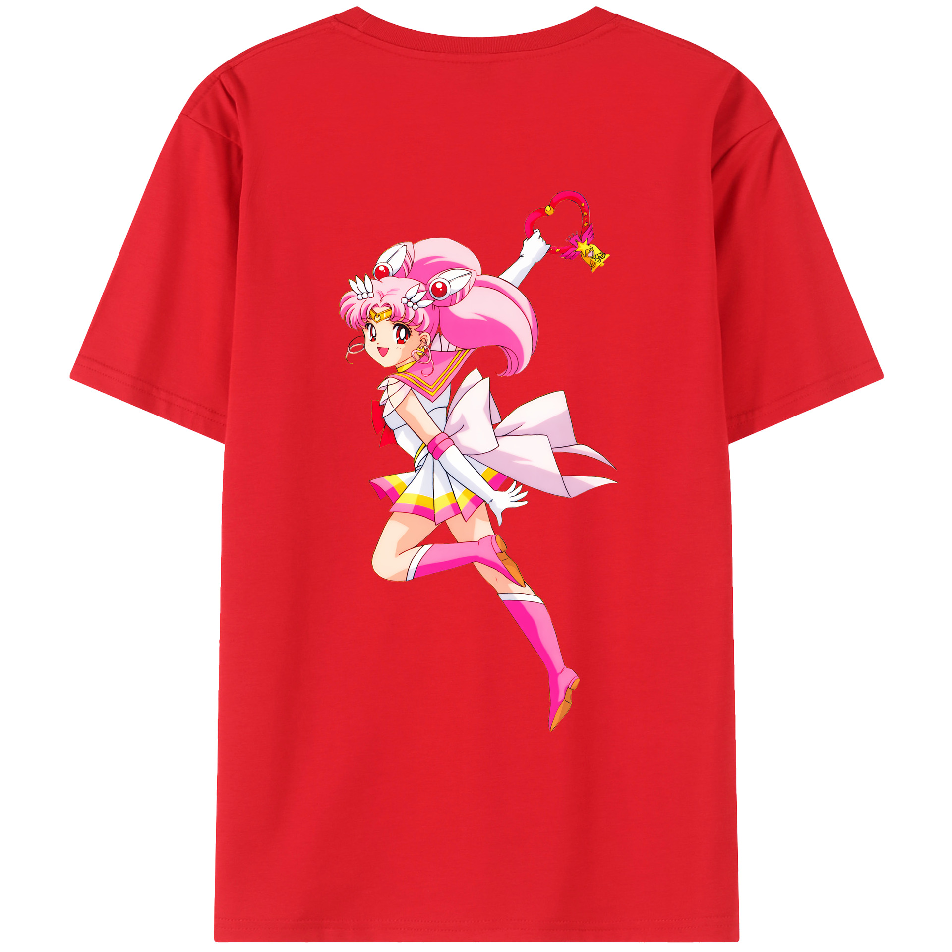 （画像用） 美少女戦士セーラームーン ちびうさ Sailor Moon Chibiusa Tsukino Usagi Small Lady Serenity 綿100％ メンズ半袖Tシャツ（バックプリント） 通気性