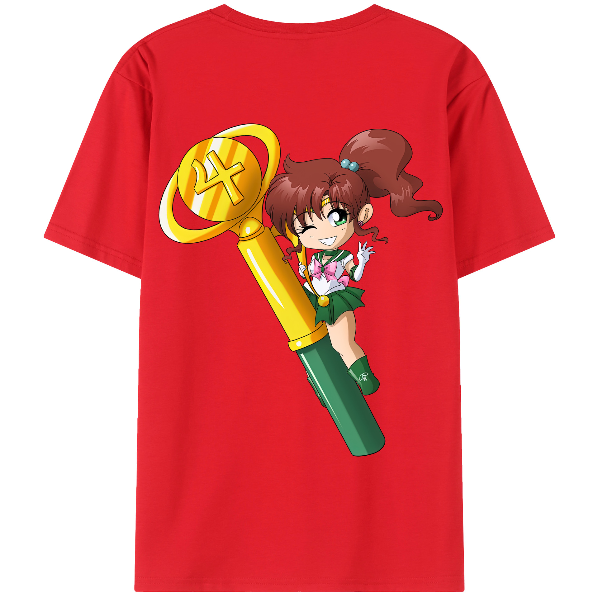 （画像用） 美少女戦士セーラームーン 木野 まこと きの まこと Sailor Moon Kino Makoto （セーラージュピター；Sailor Jupiter） 綿100％ メンズ半袖Tシャツ（バックプリント） 通気性