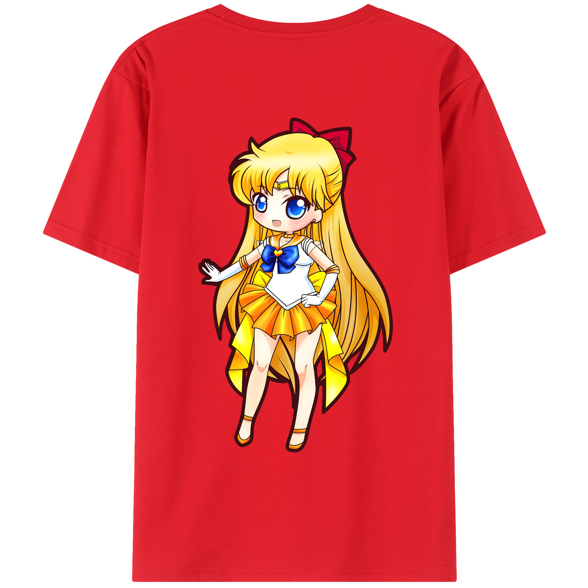 （画像用） 美少女戦士セーラームーン 愛野 美奈子 あいの みなこ Sailor Moon Aino Minako 綿100％ メンズ半袖Tシャツ（バックプリント） 通気性
