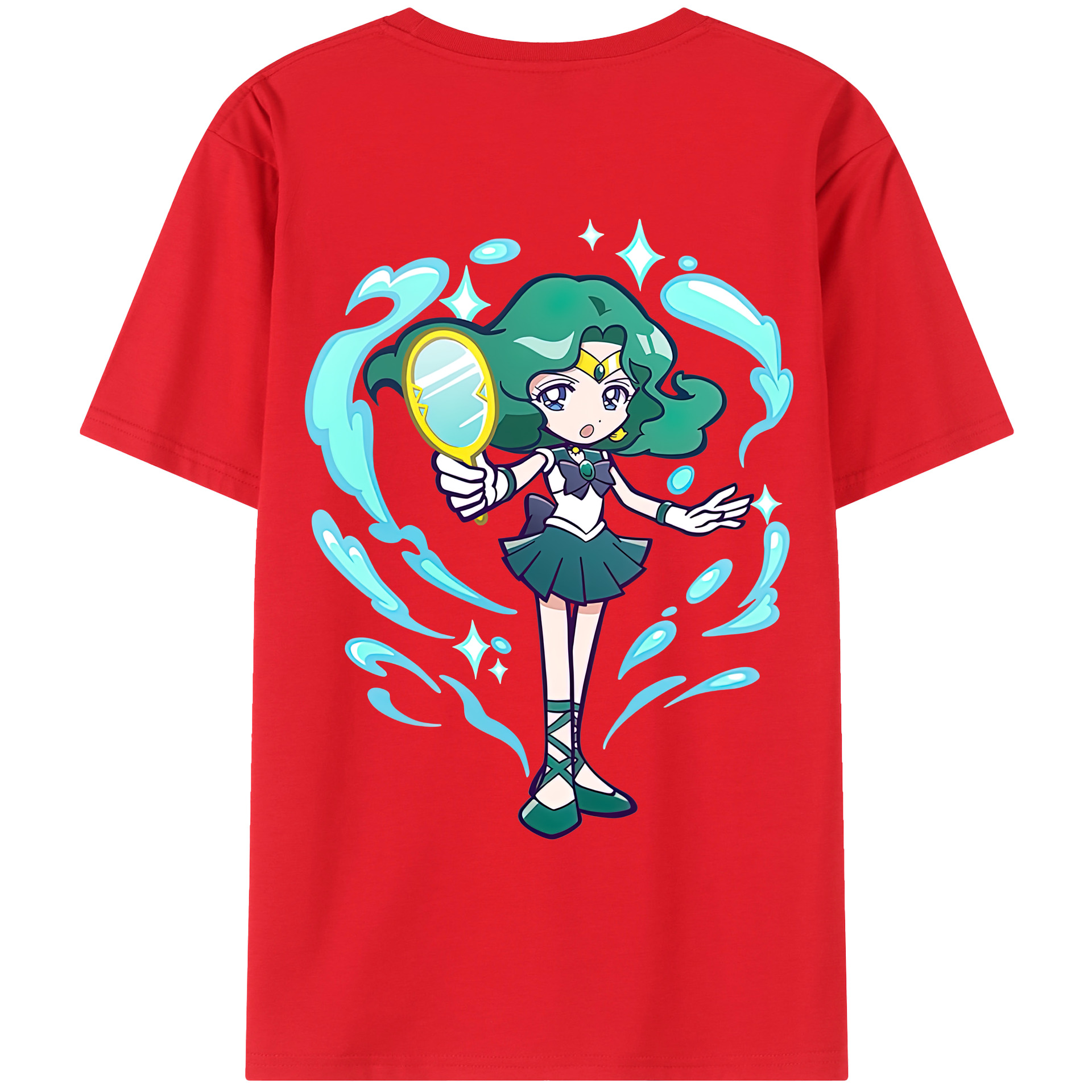 （画像用） 美少女戦士セーラームーン 海王 みちる（かいおう みちる） Sailor Moon Kaiou Michiru 綿100％ メンズ半袖Tシャツ（バックプリント） 通気性