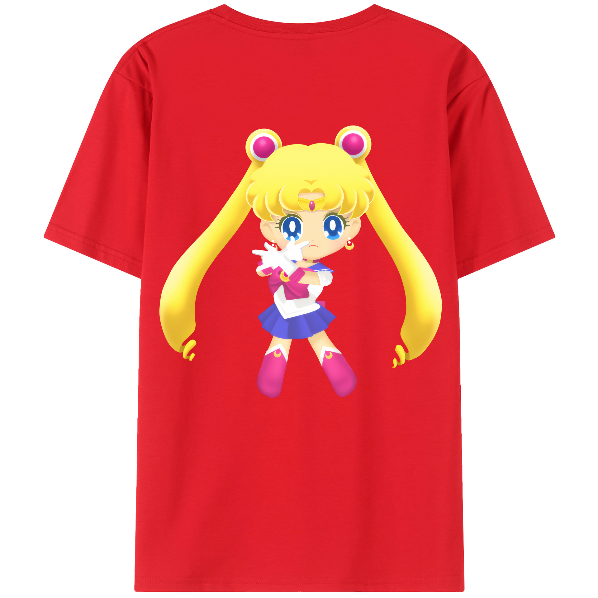 （画像用） 美少女戦士セーラームーン 月野 うさぎ つきの うさぎ Sailor Moon Tsukino Usagi 綿100％ メンズ半袖Tシャツ（バックプリント） 通気性