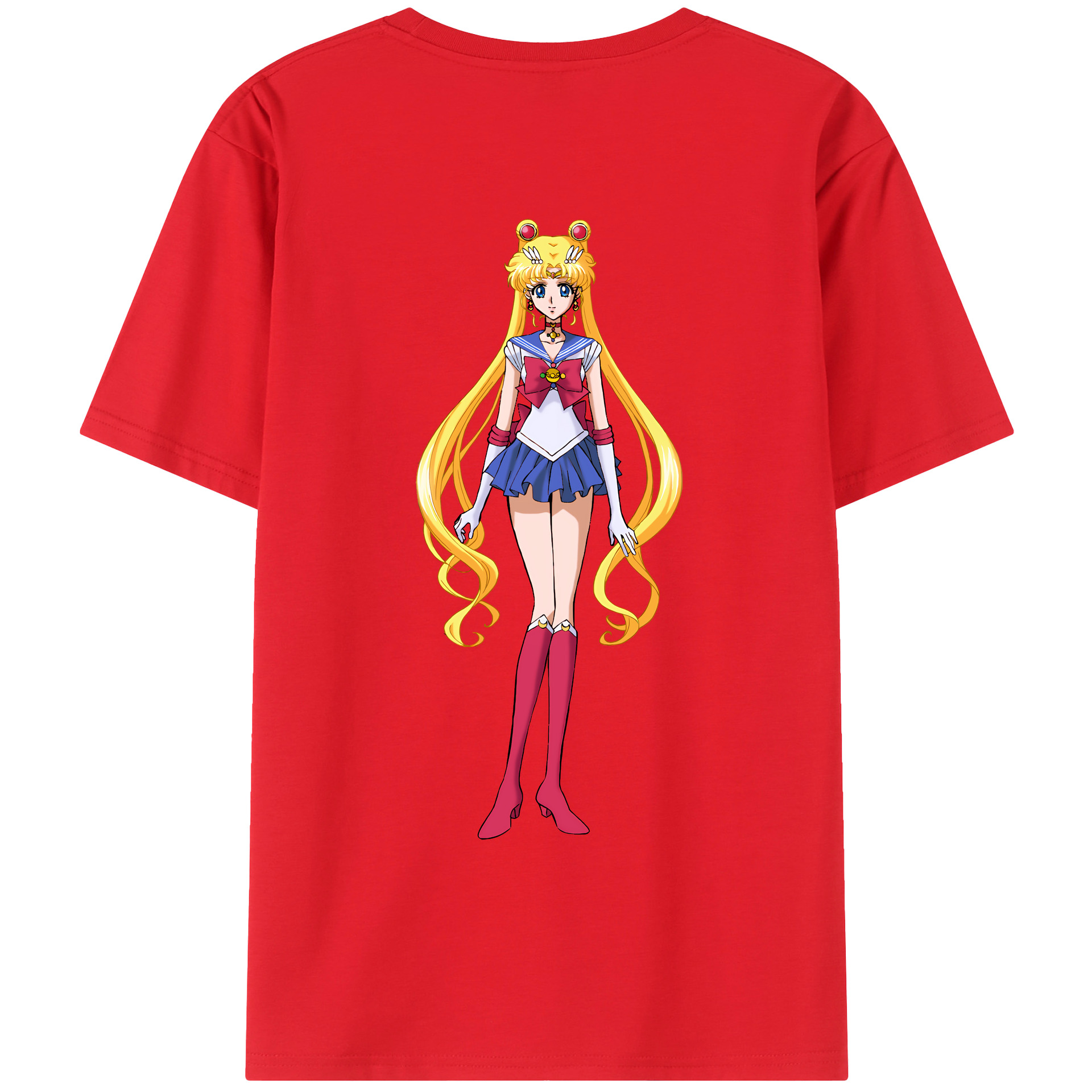 （画像用） 美少女戦士セーラームーン 月野 うさぎ つきの うさぎ Sailor Moon Tsukino Usagi 綿100％ メンズ半袖Tシャツ（バックプリント） 通気性