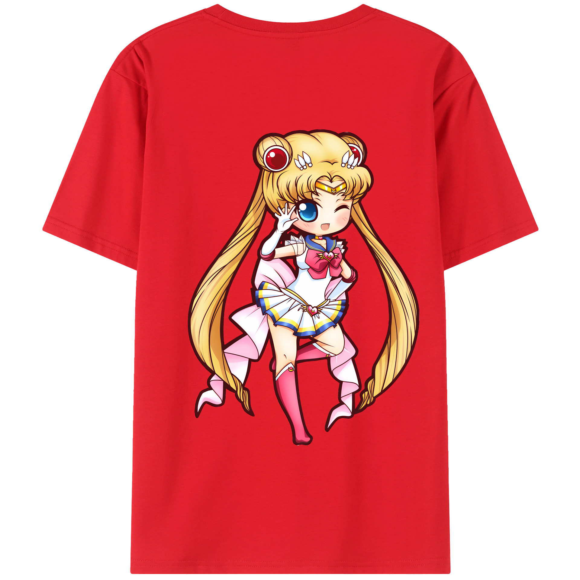 （画像用） 美少女戦士セーラームーン 月野 うさぎ つきの うさぎ Sailor Moon Tsukino Usagi 綿100％ メンズ半袖Tシャツ（バックプリント） 通気性