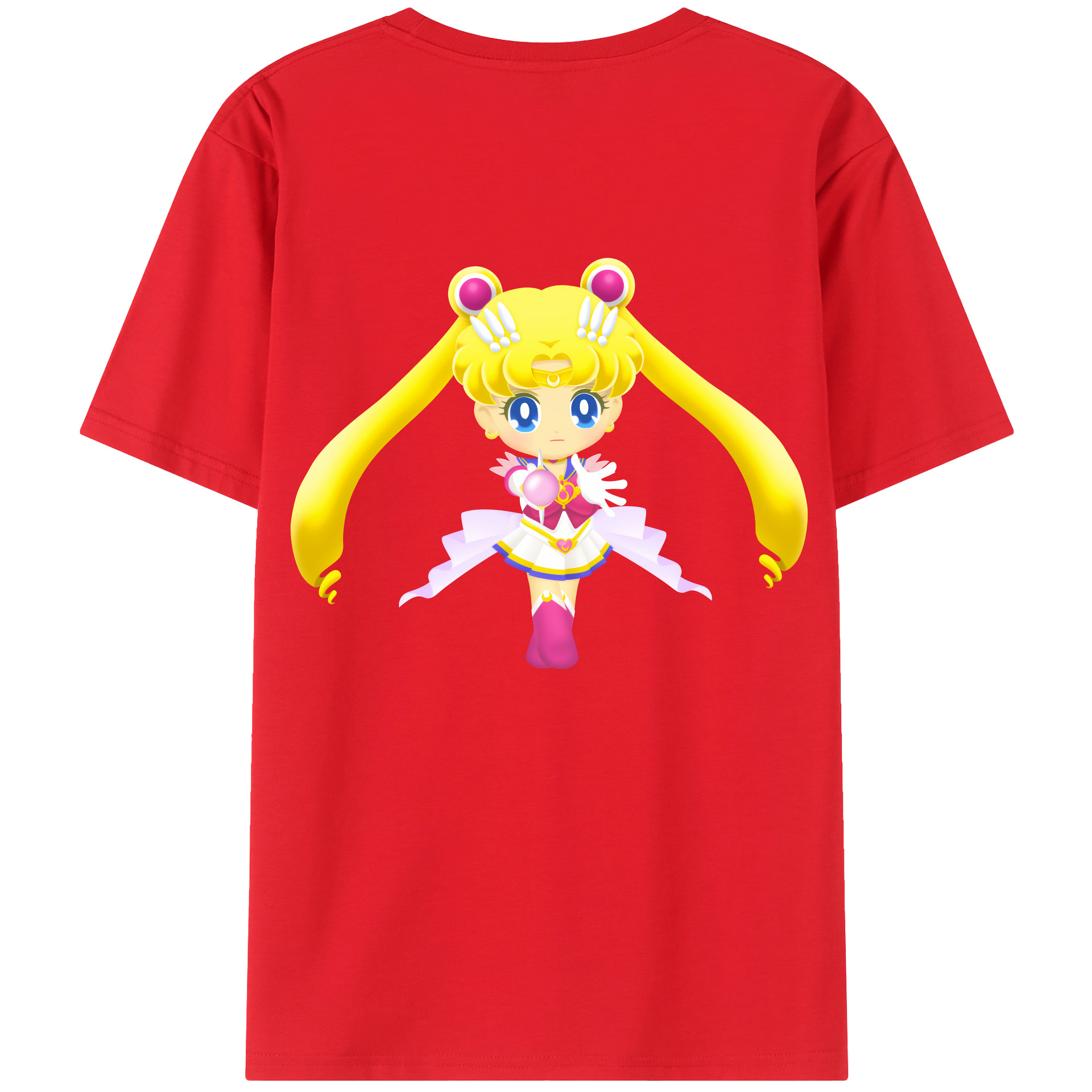 （画像用） 美少女戦士セーラームーン 月野 うさぎ つきの うさぎ Sailor Moon Tsukino Usagi 綿100％ メンズ半袖Tシャツ（バックプリント） 通気性