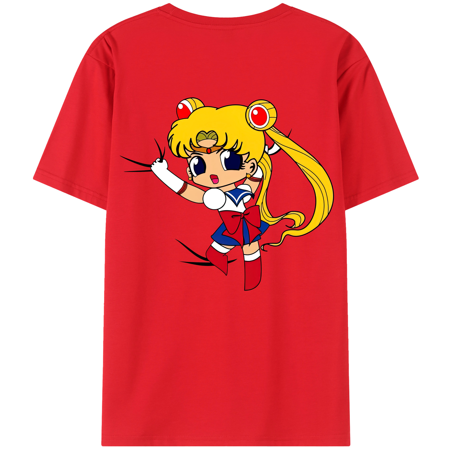 （画像用） 美少女戦士セーラームーン 月野 うさぎ つきの うさぎ Sailor Moon Tsukino Usagi 綿100％ メンズ半袖Tシャツ（バックプリント） 通気性