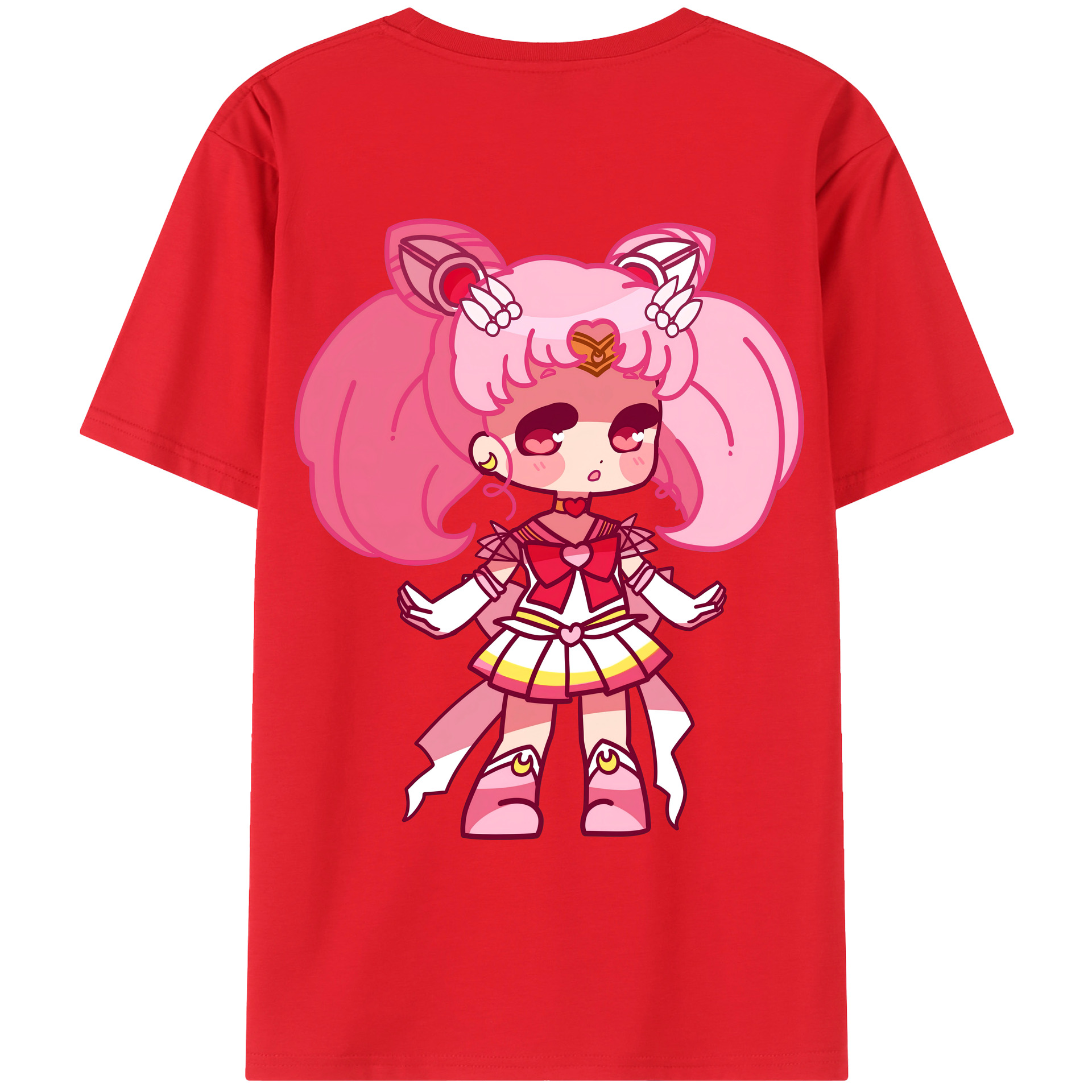 （画像用） 美少女戦士セーラームーン ちびうさ Sailor Moon Chibiusa Tsukino Usagi Small Lady Serenity 綿100％ メンズ半袖Tシャツ（バックプリント） 通気性