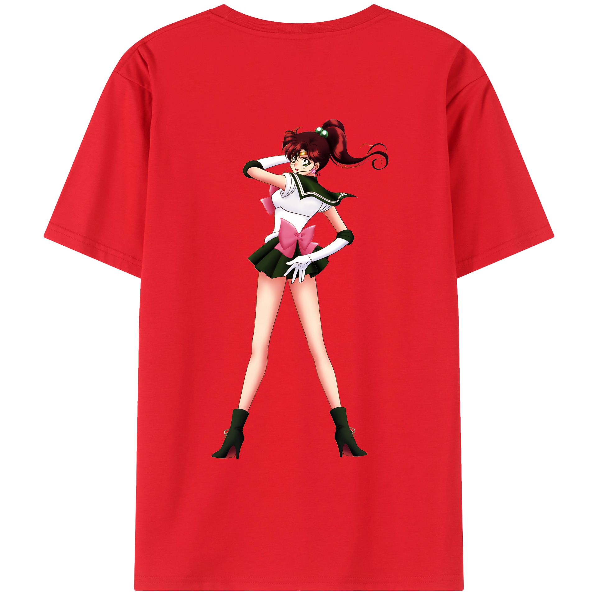 （画像用） 美少女戦士セーラームーン 木野 まこと きの まこと Sailor Moon Kino Makoto （セーラージュピター；Sailor Jupiter） 綿100％ メンズ半袖Tシャツ（バックプリント） 通気性