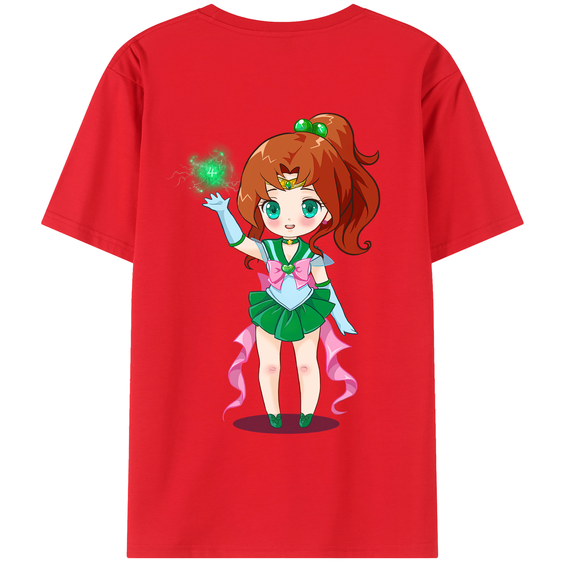 （画像用） 美少女戦士セーラームーン 木野 まこと きの まこと Sailor Moon Kino Makoto （セーラージュピター；Sailor Jupiter） 綿100％ メンズ半袖Tシャツ（バックプリント） 通気性