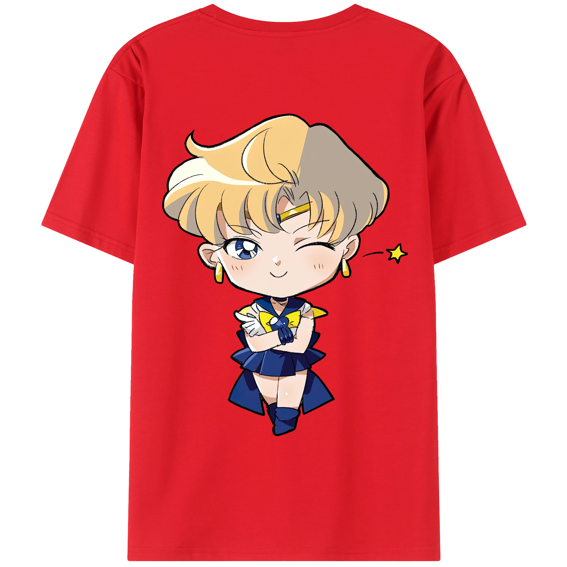（画像用） 美少女戦士セーラームーン 天王はるか Sailor Moon Tenoh Haruka 綿100％ メンズ半袖Tシャツ（バックプリント） 通気性