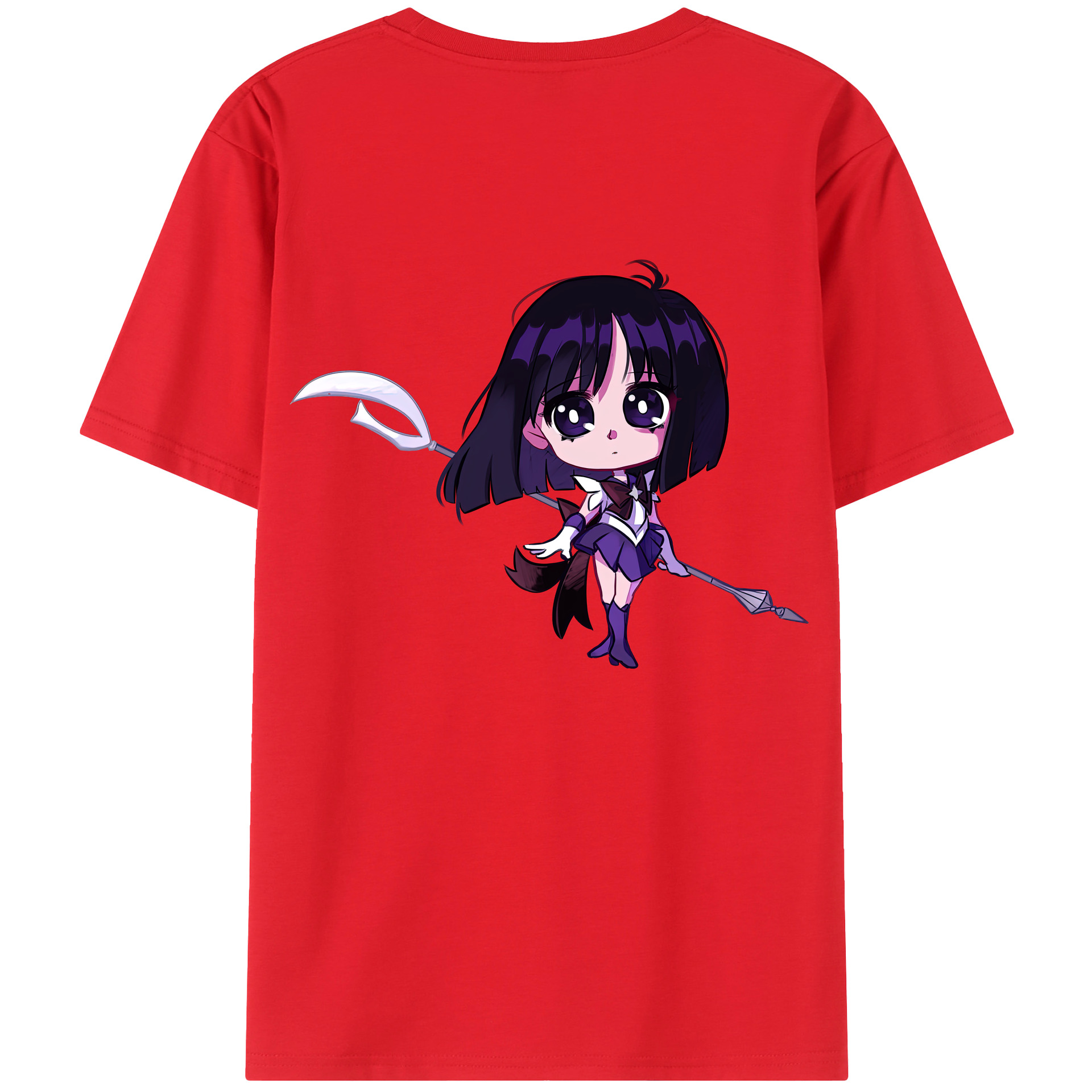 （画像用） 美少女戦士セーラームーン 土萠ほたる Sailor Moon Tomoe Hotaru （セーラーサターン；Sailor Saturn） 綿100％ メンズ半袖Tシャツ（バックプリント） 通気性