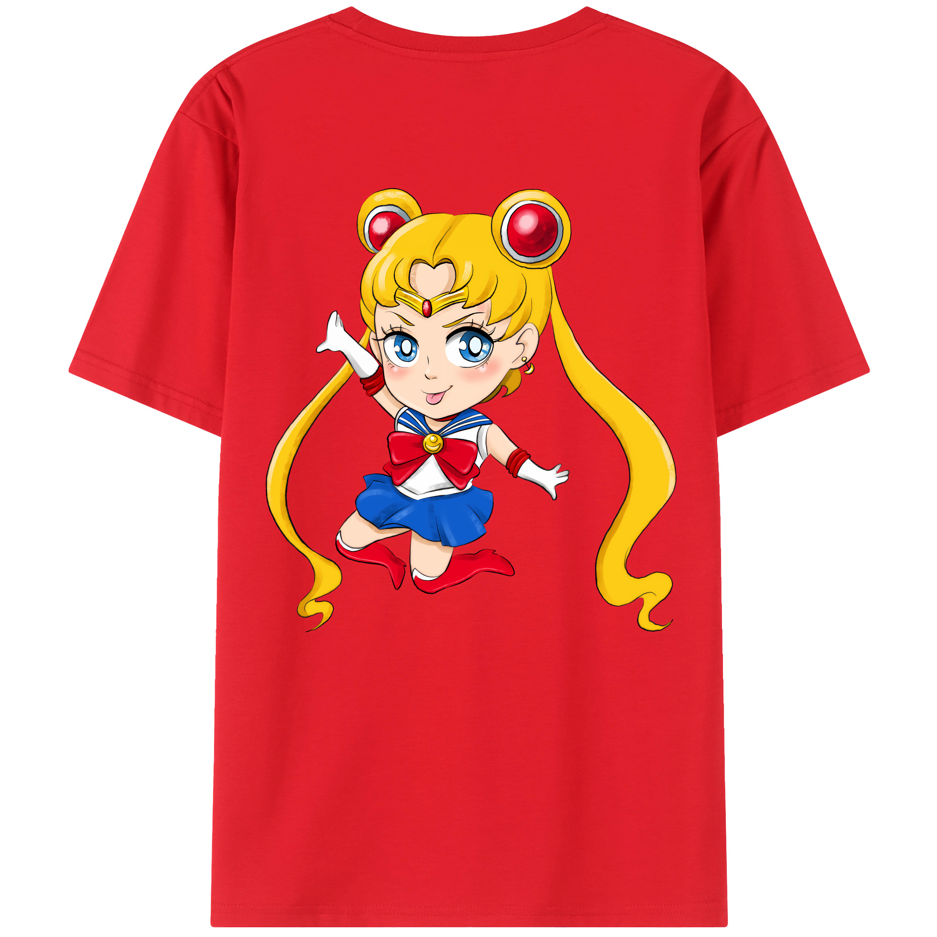 （画像用） 美少女戦士セーラームーン 月野 うさぎ つきの うさぎ Sailor Moon Tsukino Usagi 綿100％ メンズ半袖Tシャツ（バックプリント） 通気性
