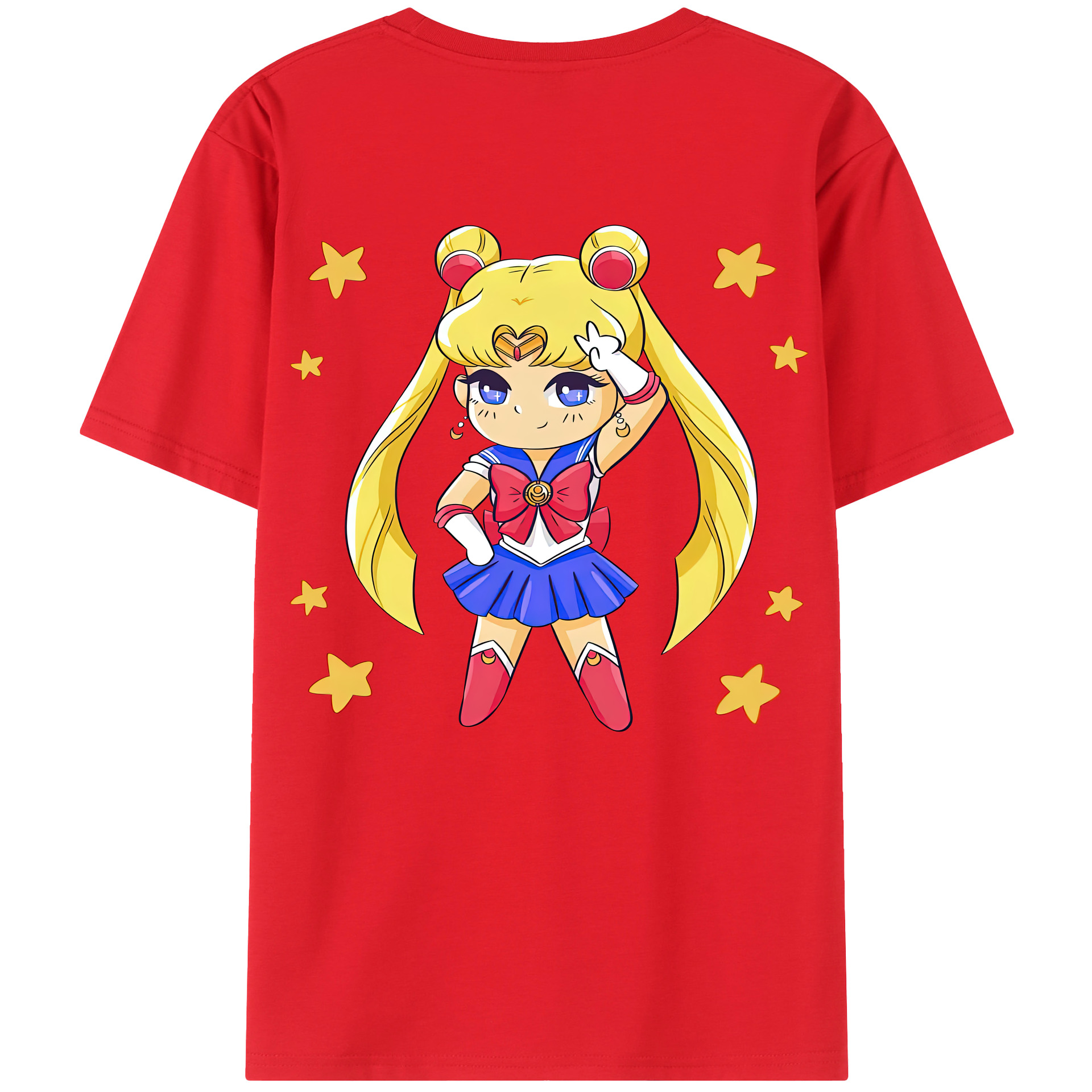 （画像用） 美少女戦士セーラームーン 月野 うさぎ つきの うさぎ Sailor Moon Tsukino Usagi 綿100％ メンズ半袖Tシャツ（バックプリント） 通気性