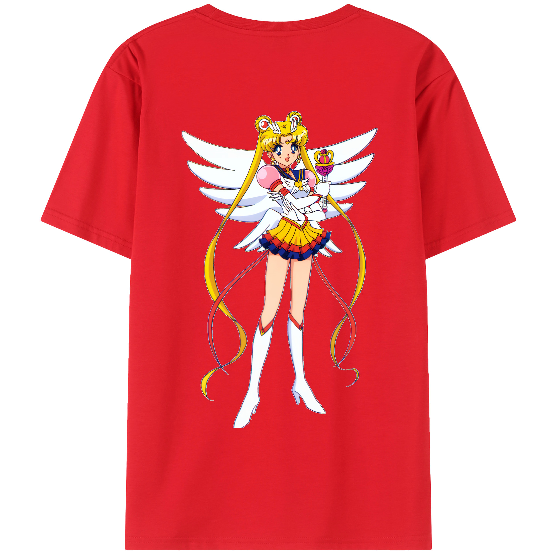 （画像用） 美少女戦士セーラームーン 月野 うさぎ つきの うさぎ Sailor Moon Tsukino Usagi 綿100％ メンズ半袖Tシャツ（バックプリント） 通気性