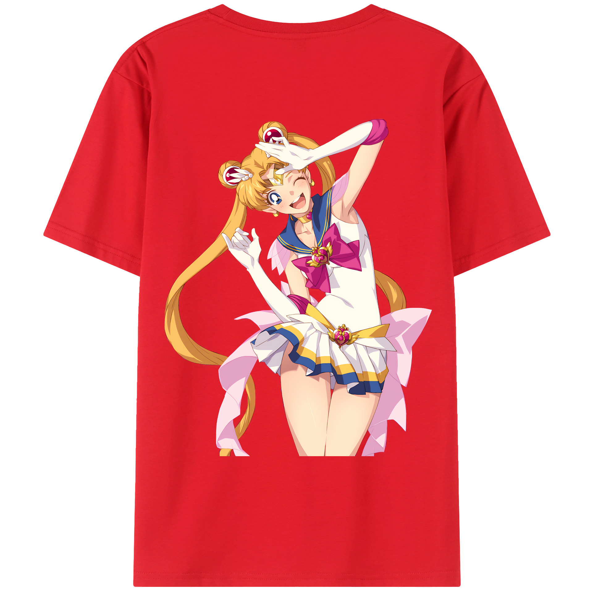 （画像用） 美少女戦士セーラームーン 月野 うさぎ つきの うさぎ Sailor Moon Tsukino Usagi 綿100％ メンズ半袖Tシャツ（バックプリント） 通気性