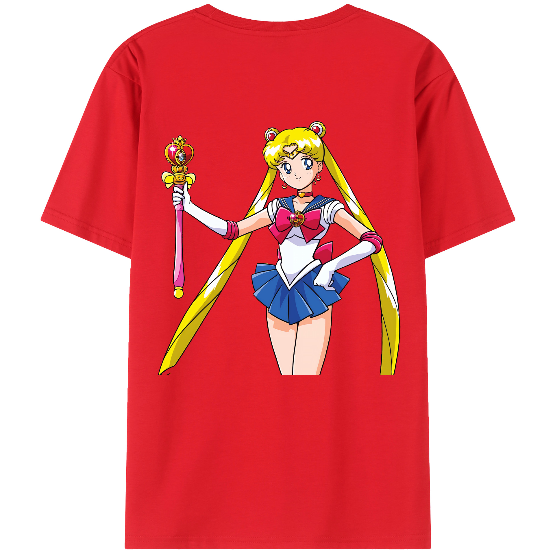 （画像用） 美少女戦士セーラームーン 月野 うさぎ つきの うさぎ Sailor Moon Tsukino Usagi 綿100％ メンズ半袖Tシャツ（バックプリント） 通気性