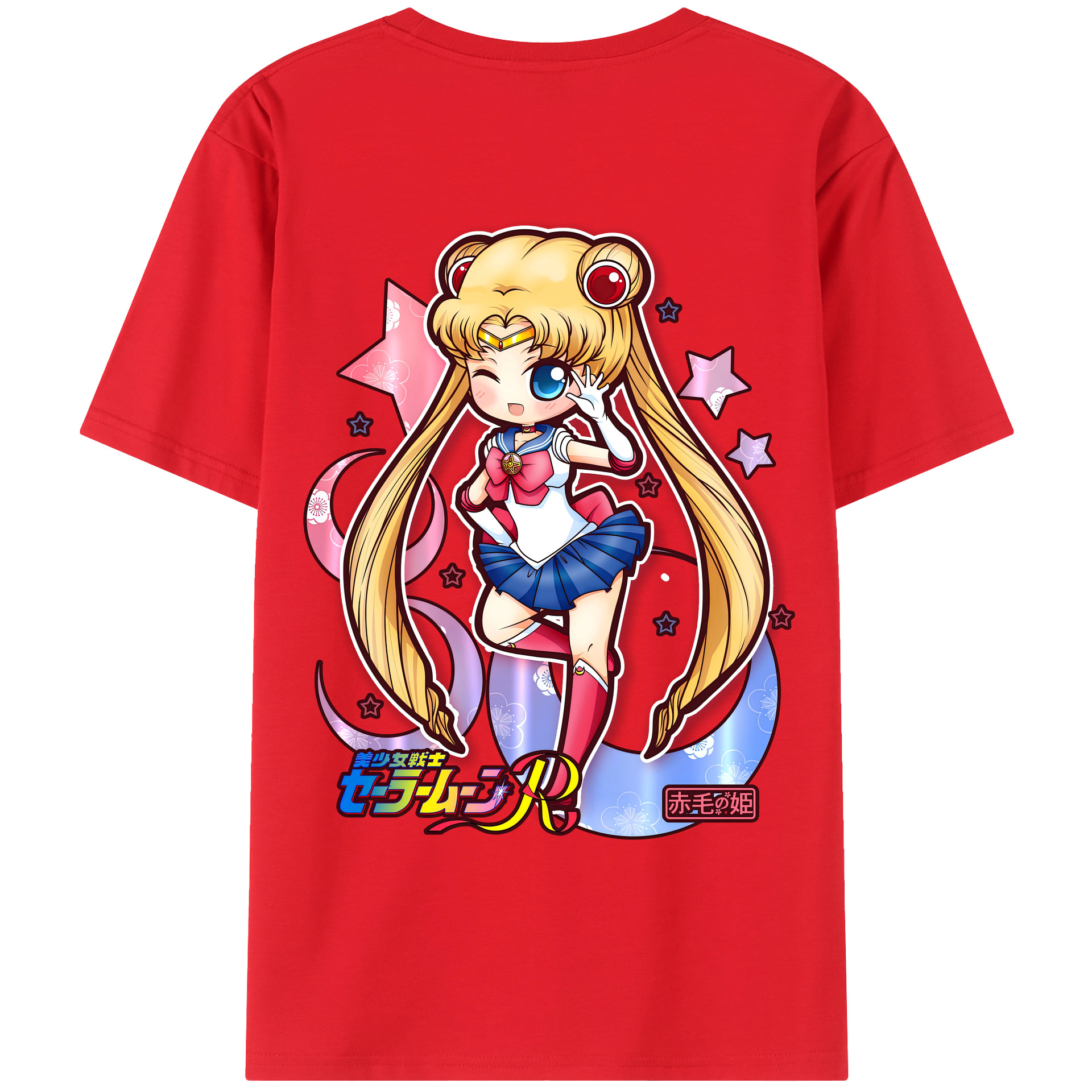 （画像用） 美少女戦士セーラームーン 月野 うさぎ つきの うさぎ Sailor Moon Tsukino Usagi 綿100％ メンズ半袖Tシャツ（バックプリント） 通気性
