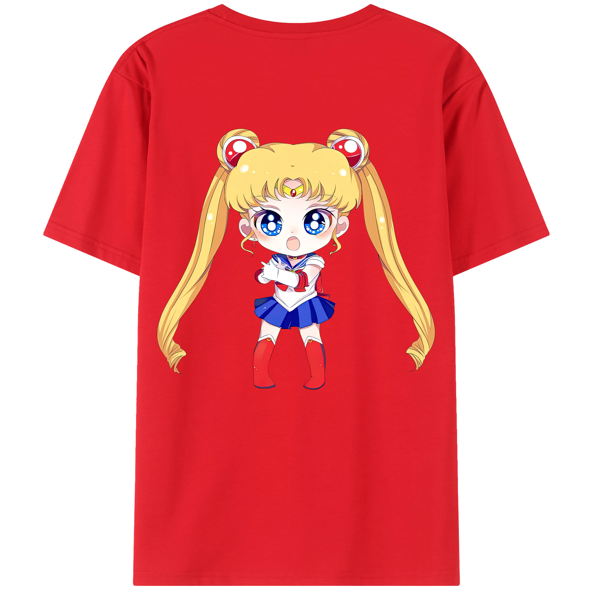 （画像用） 美少女戦士セーラームーン 月野 うさぎ つきの うさぎ Sailor Moon Tsukino Usagi 綿100％ メンズ半袖Tシャツ（バックプリント） 通気性