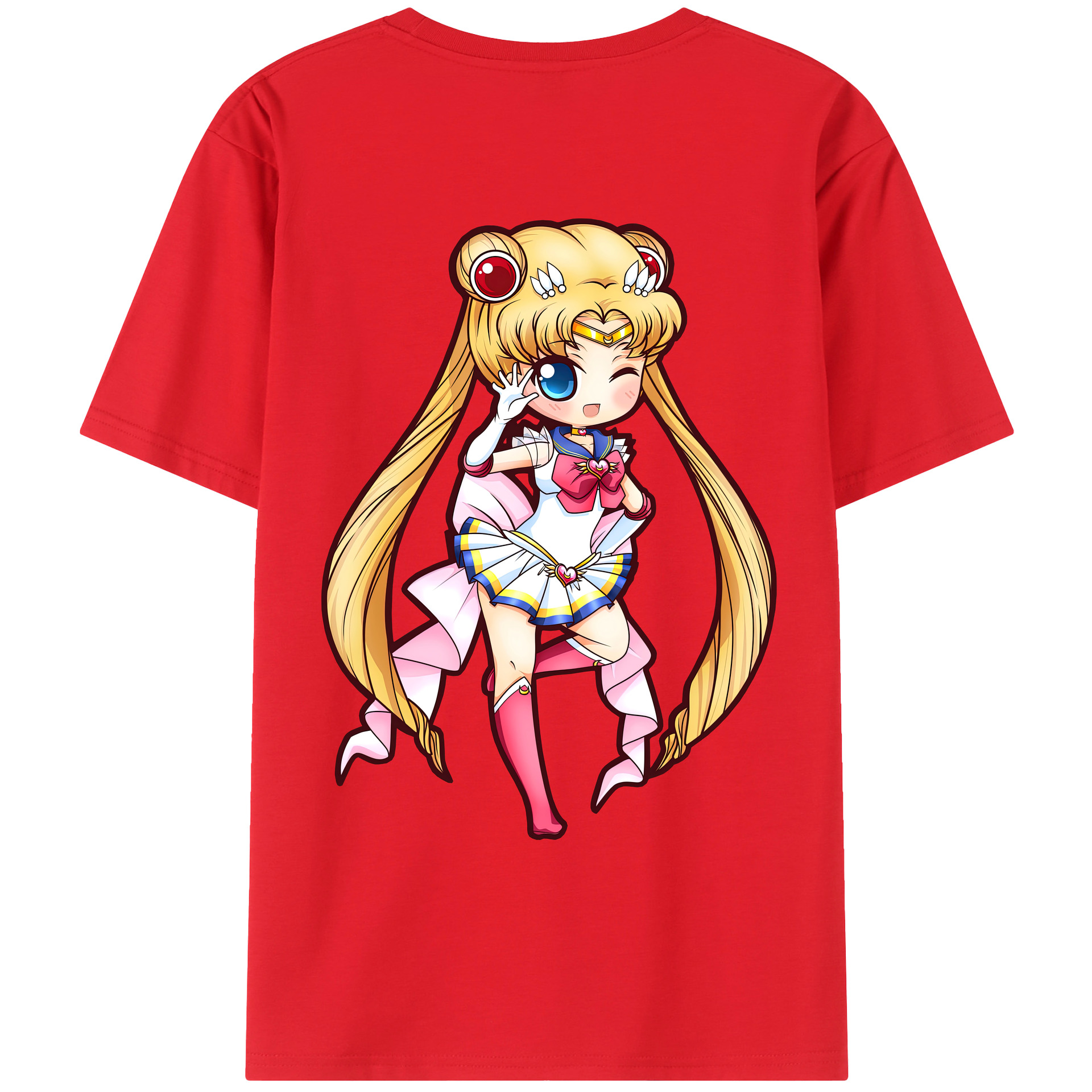 （画像用） 美少女戦士セーラームーン 月野 うさぎ つきの うさぎ Sailor Moon Tsukino Usagi 綿100％ メンズ半袖Tシャツ（バックプリント） 通気性