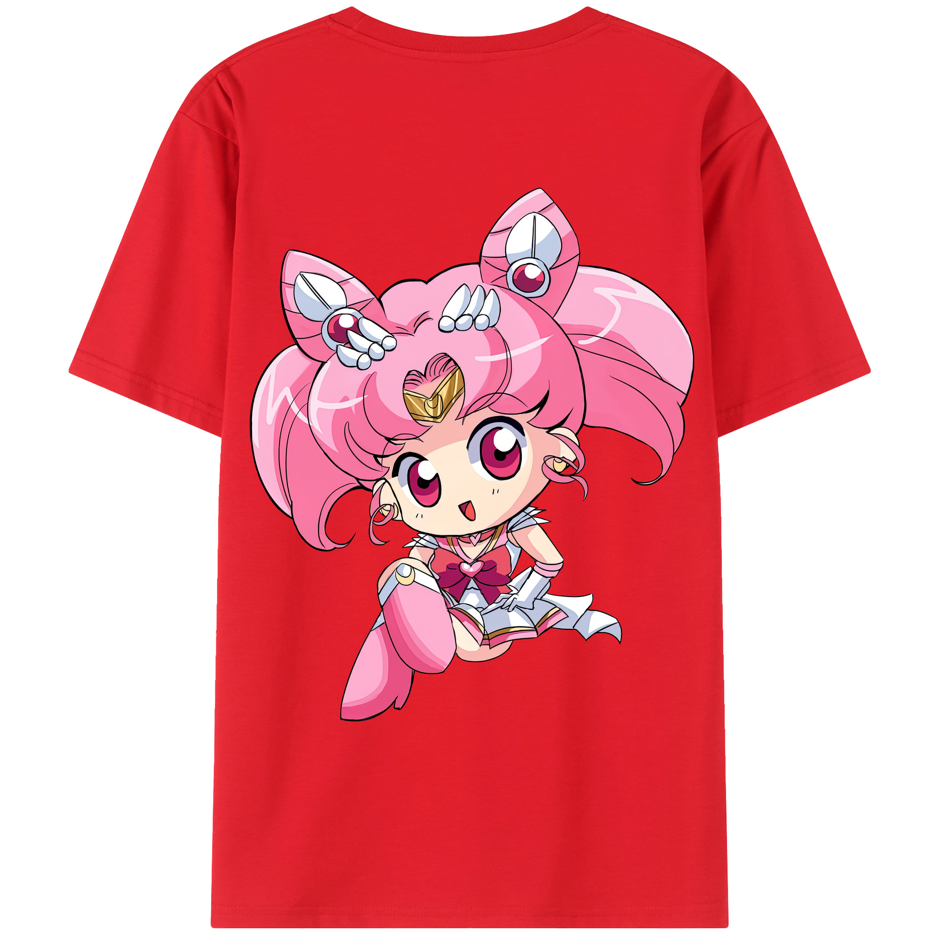 （画像用） 美少女戦士セーラームーン ちびうさ Sailor Moon Chibiusa Tsukino Usagi Small Lady Serenity 綿100％ メンズ半袖Tシャツ（バックプリント） 通気性