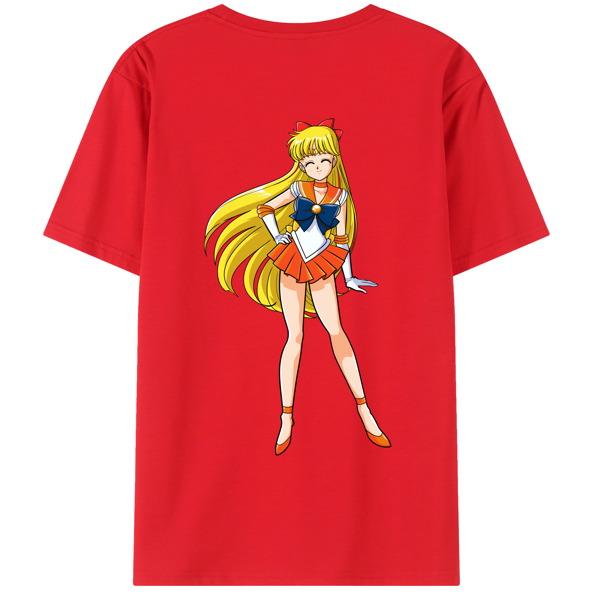（画像用） 美少女戦士セーラームーン 愛野 美奈子 あいの みなこ Sailor Moon Aino Minako 綿100％ メンズ半袖Tシャツ（バックプリント） 通気性