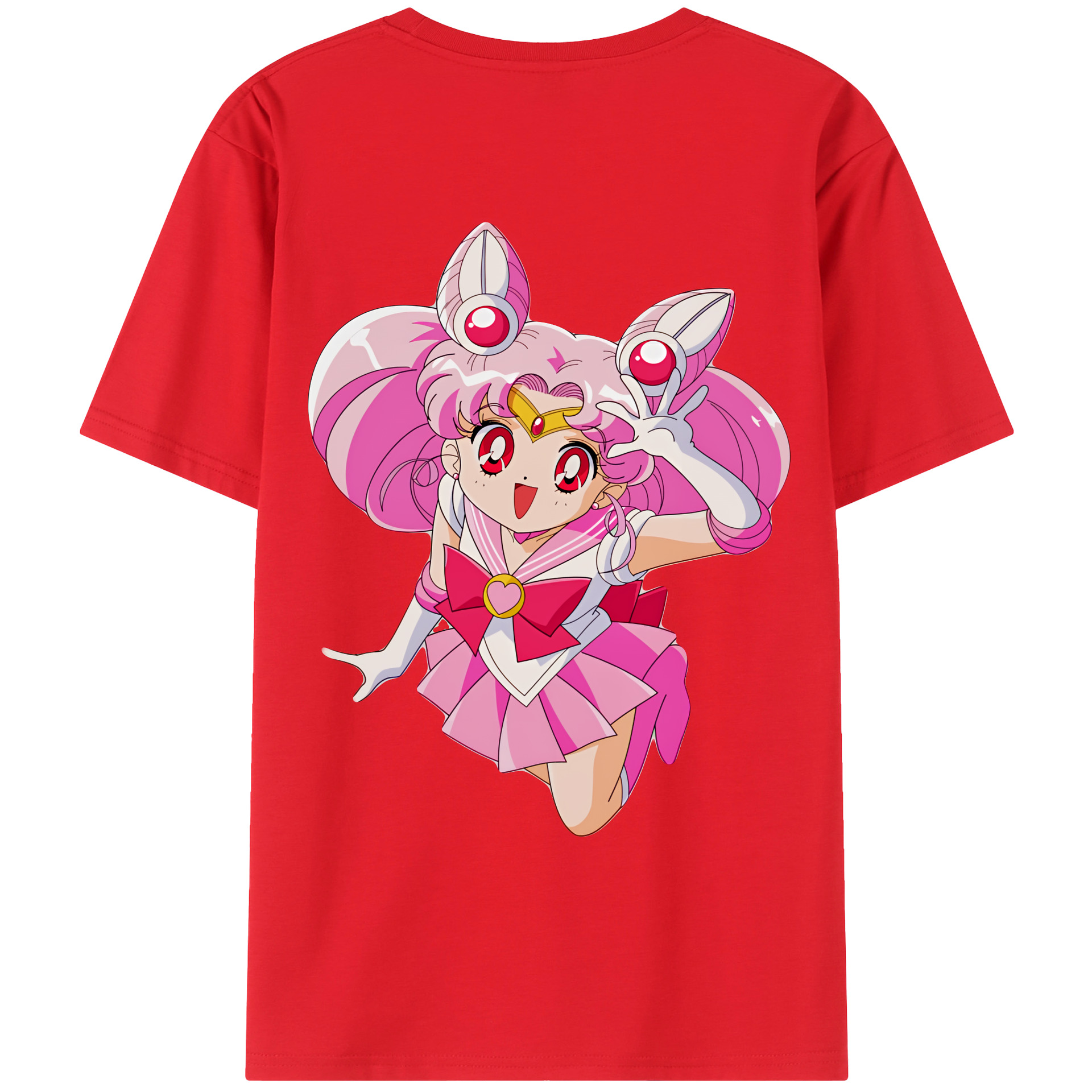 （画像用） 美少女戦士セーラームーン ちびうさ Sailor Moon Chibiusa Tsukino Usagi Small Lady Serenity 綿100％ メンズ半袖Tシャツ（バックプリント） 通気性