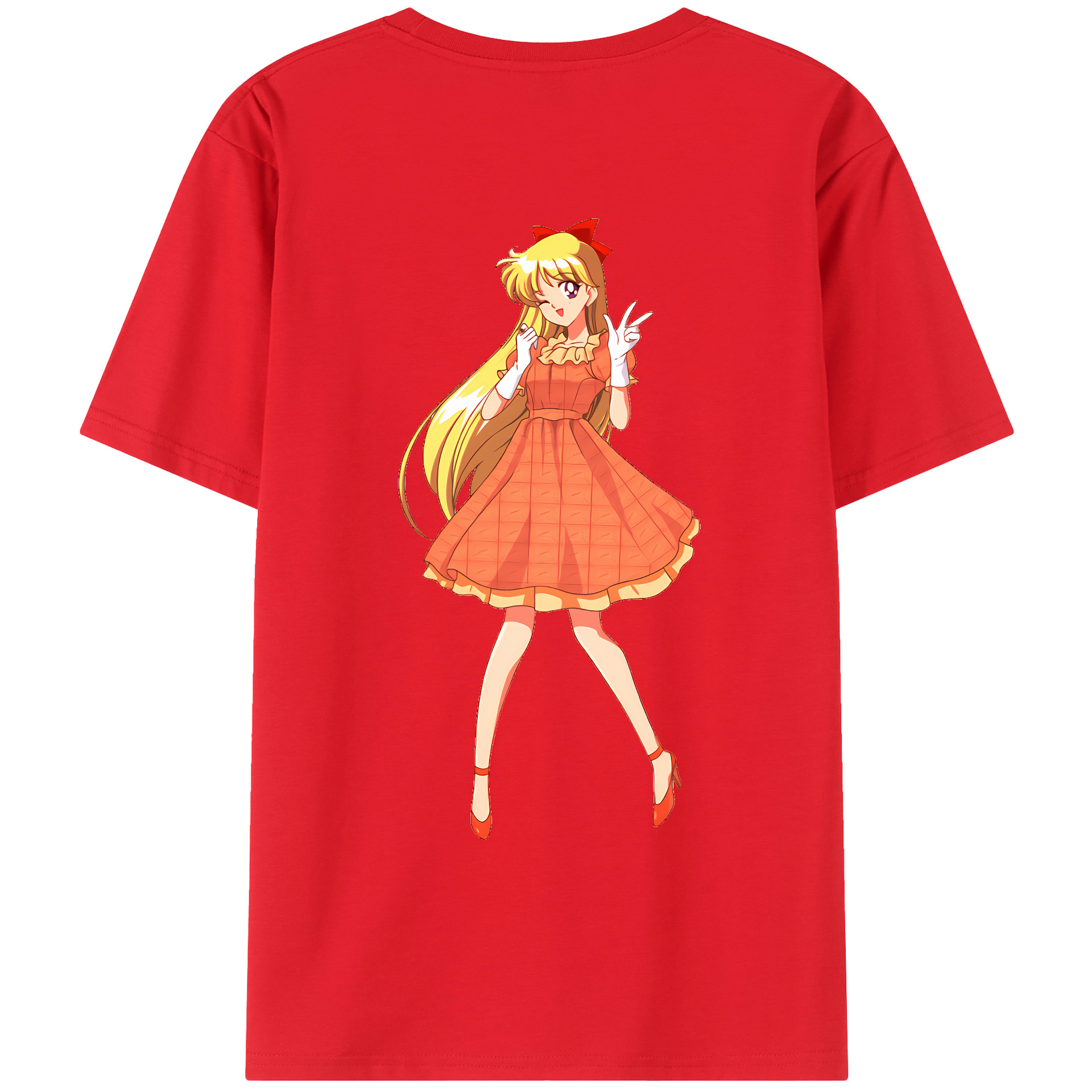 （画像用） 美少女戦士セーラームーン 愛野 美奈子 あいの みなこ Sailor Moon Aino Minako 綿100％ メンズ半袖Tシャツ（バックプリント） 通気性