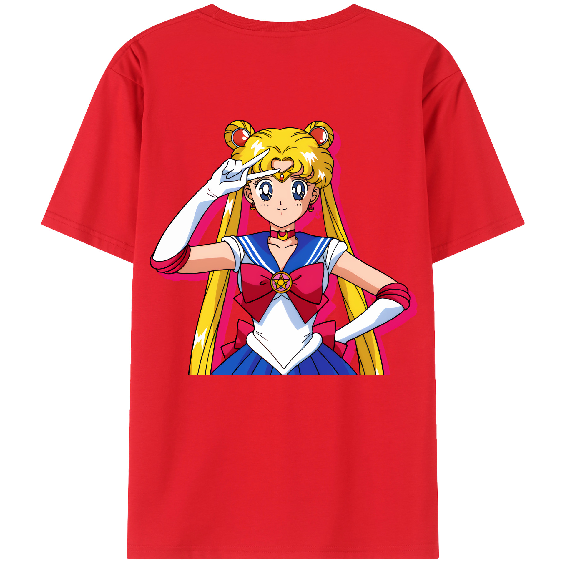 （画像用） 美少女戦士セーラームーン 月野 うさぎ つきの うさぎ Sailor Moon Tsukino Usagi 綿100％ メンズ半袖Tシャツ（バックプリント） 通気性
