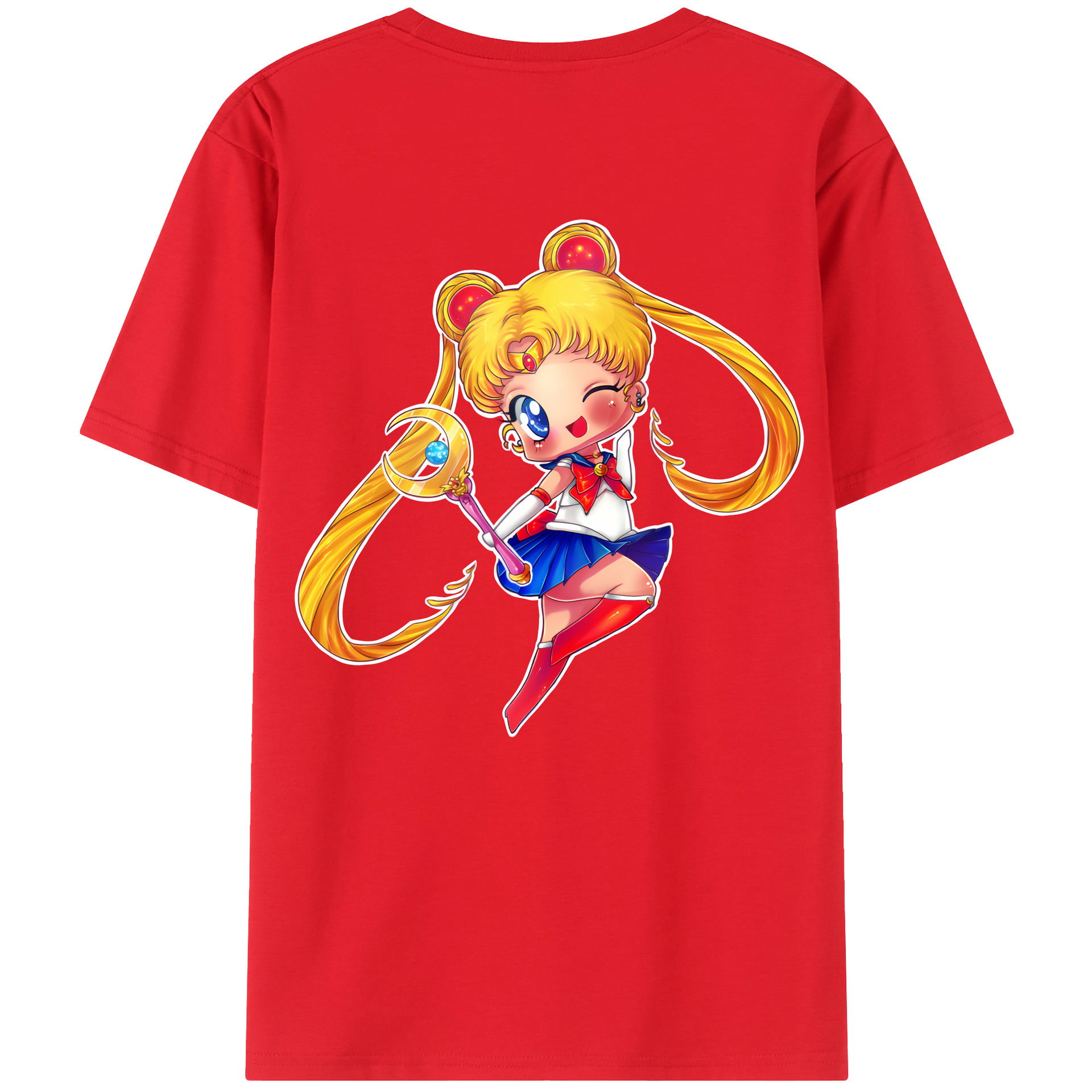 （画像用） 美少女戦士セーラームーン 月野 うさぎ つきの うさぎ Sailor Moon Tsukino Usagi 綿100％ メンズ半袖Tシャツ（バックプリント） 通気性