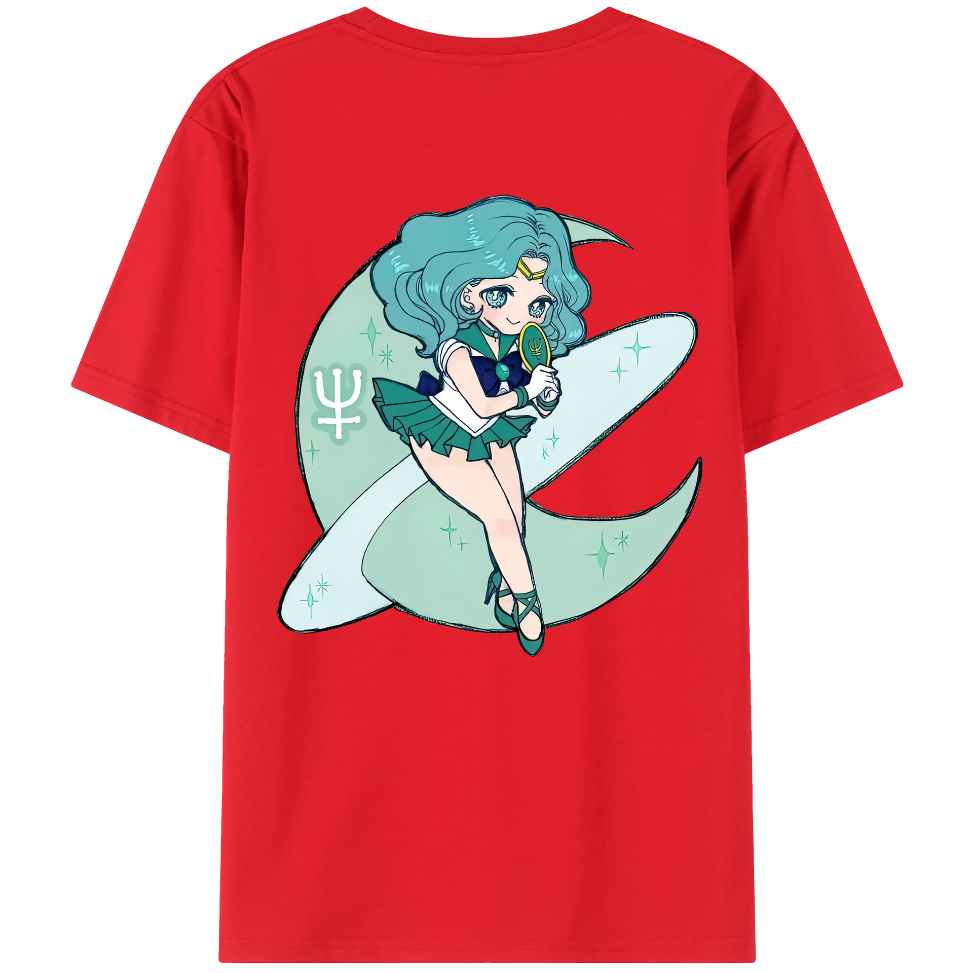 （画像用） 美少女戦士セーラームーン 海王 みちる（かいおう みちる） Sailor Moon Kaiou Michiru 綿100％ メンズ半袖Tシャツ（バックプリント） 通気性