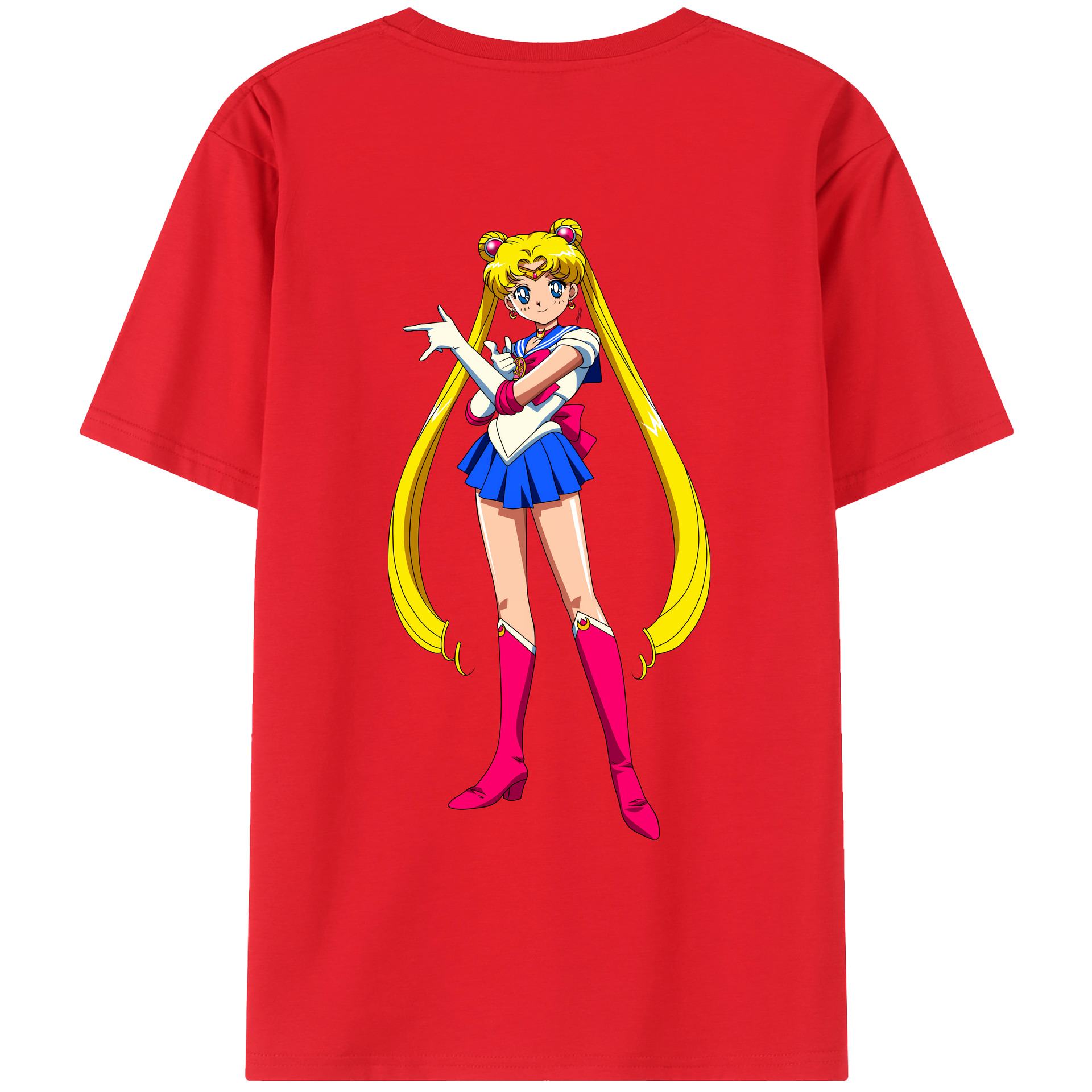 （画像用） 美少女戦士セーラームーン 月野 うさぎ つきの うさぎ Sailor Moon Tsukino Usagi 綿100％ メンズ半袖Tシャツ（バックプリント） 通気性