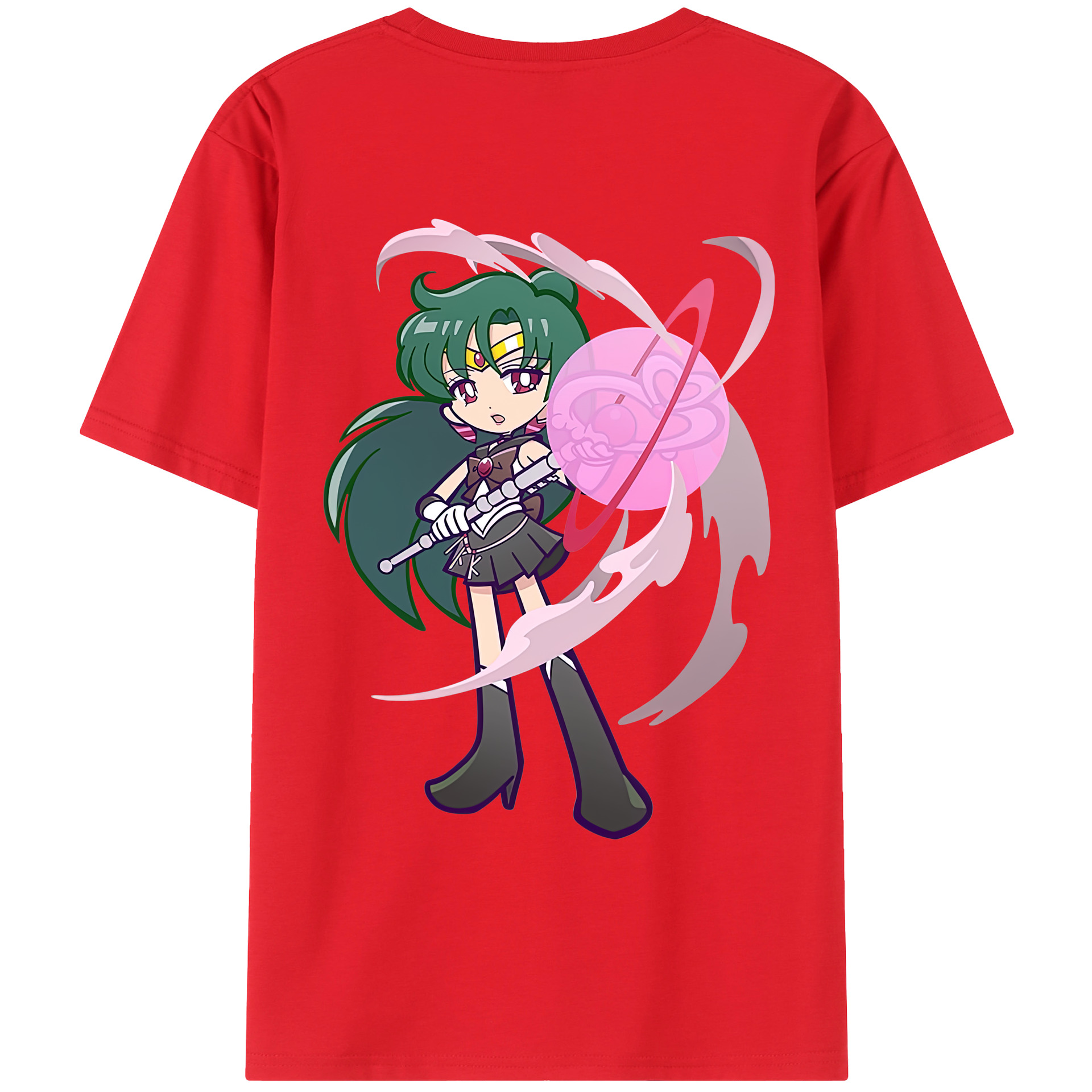 （画像用） 美少女戦士セーラームーン 冥王せつな Sailor Moon Meiou Setsuna 綿100％ メンズ半袖Tシャツ（バックプリント） 通気性
