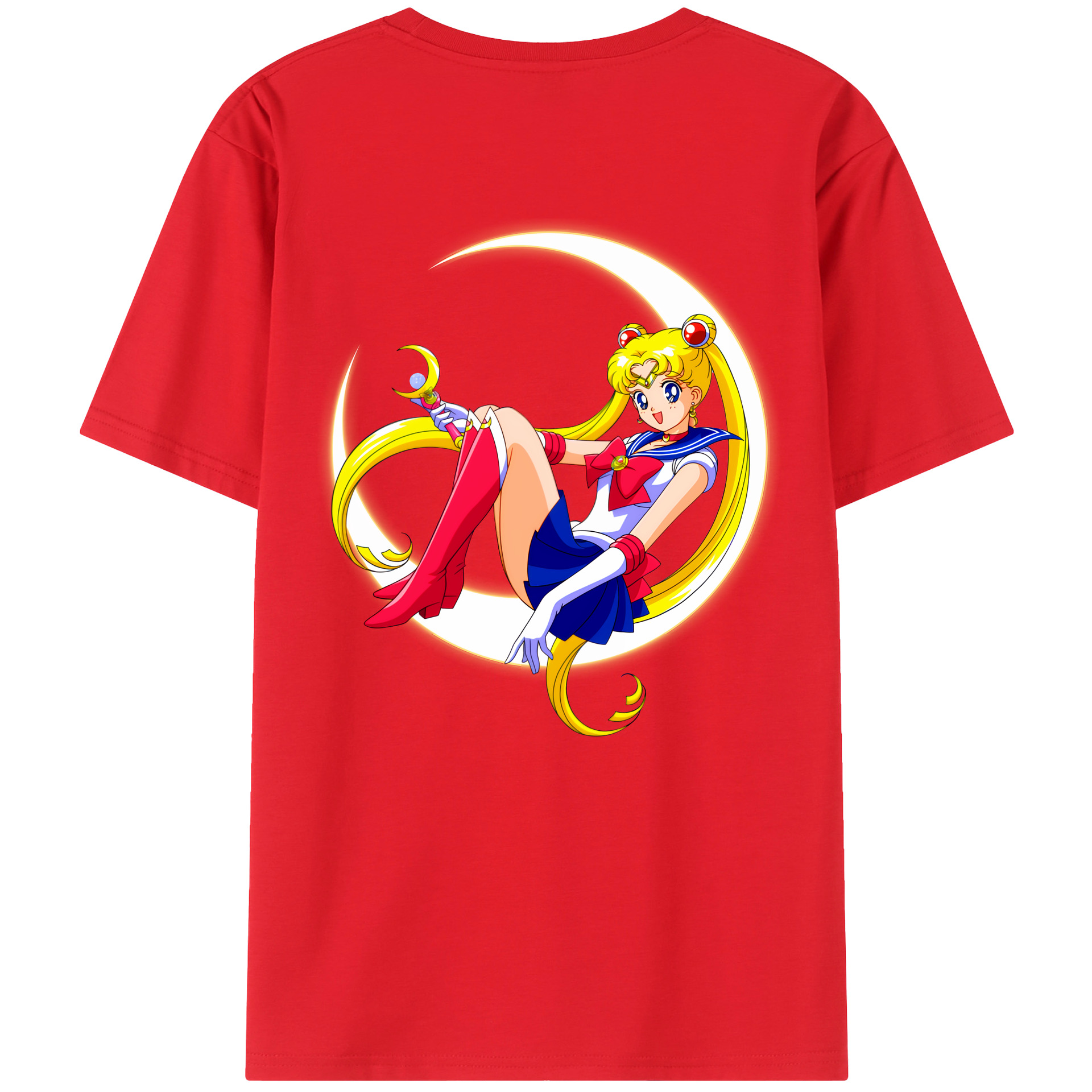 （画像用） 美少女戦士セーラームーン 月野 うさぎ つきの うさぎ Sailor Moon Tsukino Usagi 綿100％ メンズ半袖Tシャツ（バックプリント） 通気性