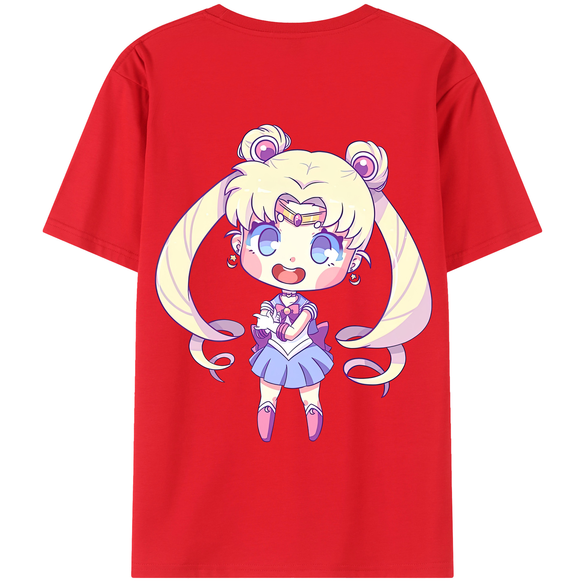 （画像用） 美少女戦士セーラームーン 月野 うさぎ つきの うさぎ Sailor Moon Tsukino Usagi 綿100％ メンズ半袖Tシャツ（バックプリント） 通気性