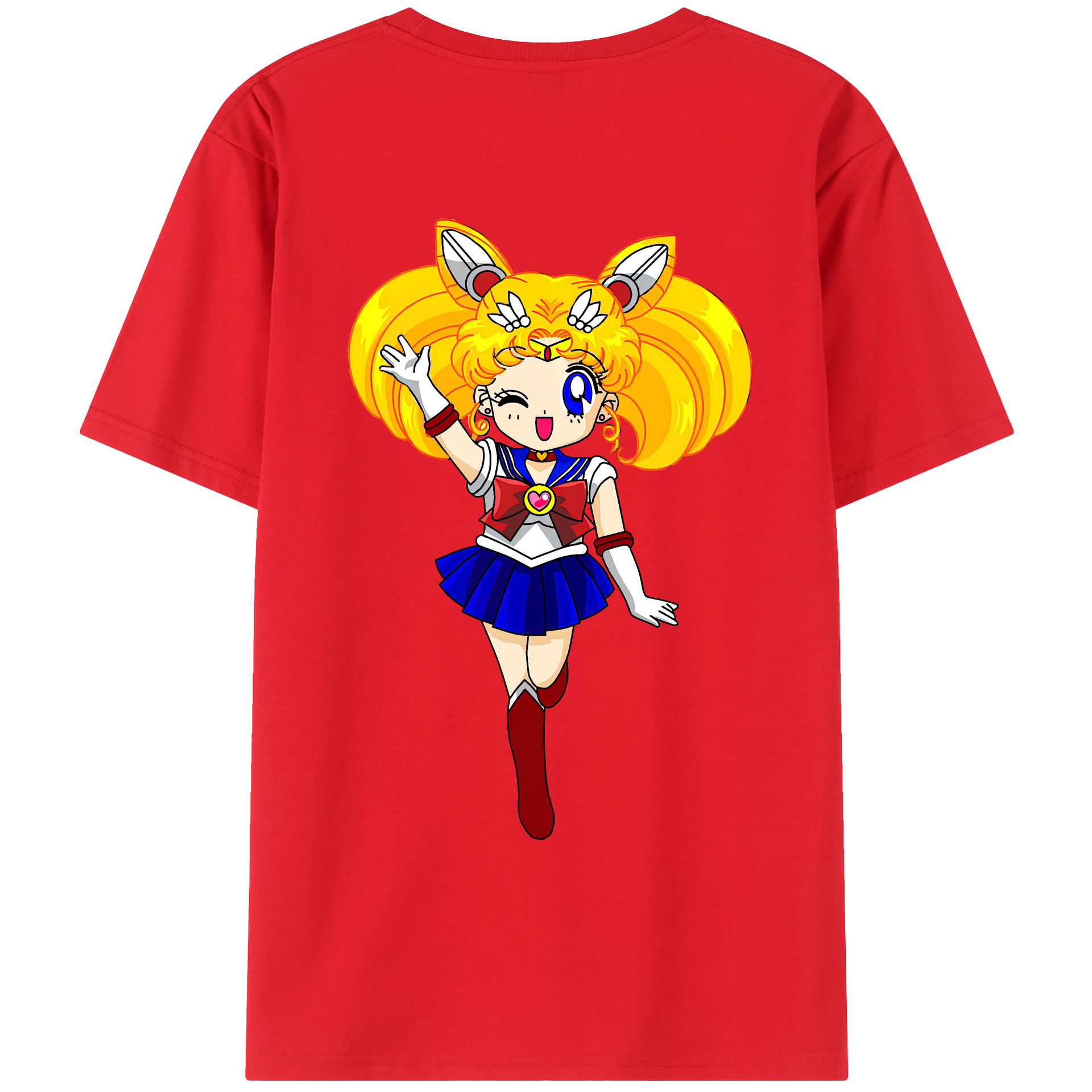 （画像用） 美少女戦士セーラームーン 月野 うさぎ つきの うさぎ Sailor Moon Tsukino Usagi 綿100％ メンズ半袖Tシャツ（バックプリント） 通気性