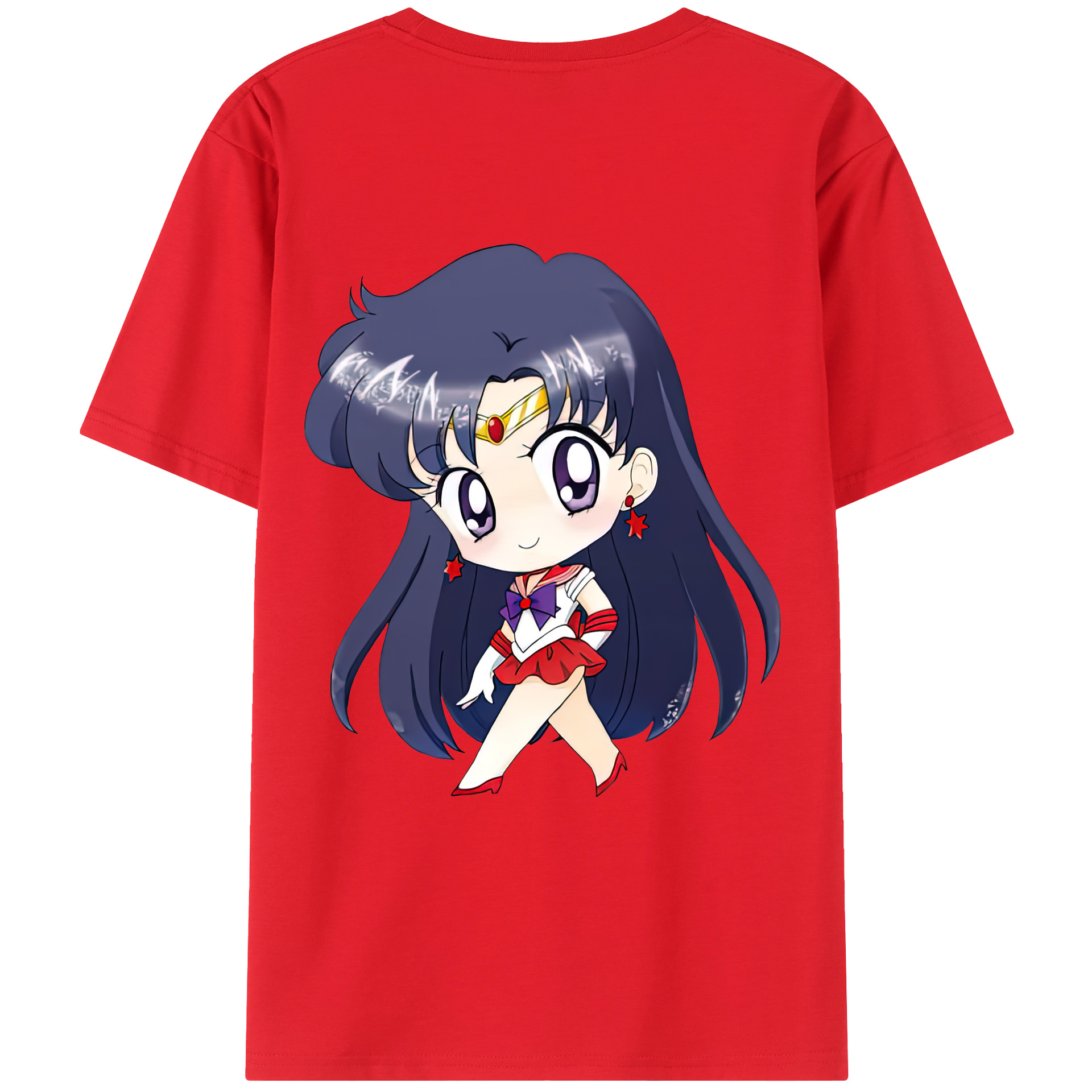 （画像用） 美少女戦士セーラームーン 火野レイ ひの レイ Sailor Moon Hino Rei （セーラーマーズ,Sailor Mars） 綿100％ メンズ半袖Tシャツ（バックプリント） 通気性