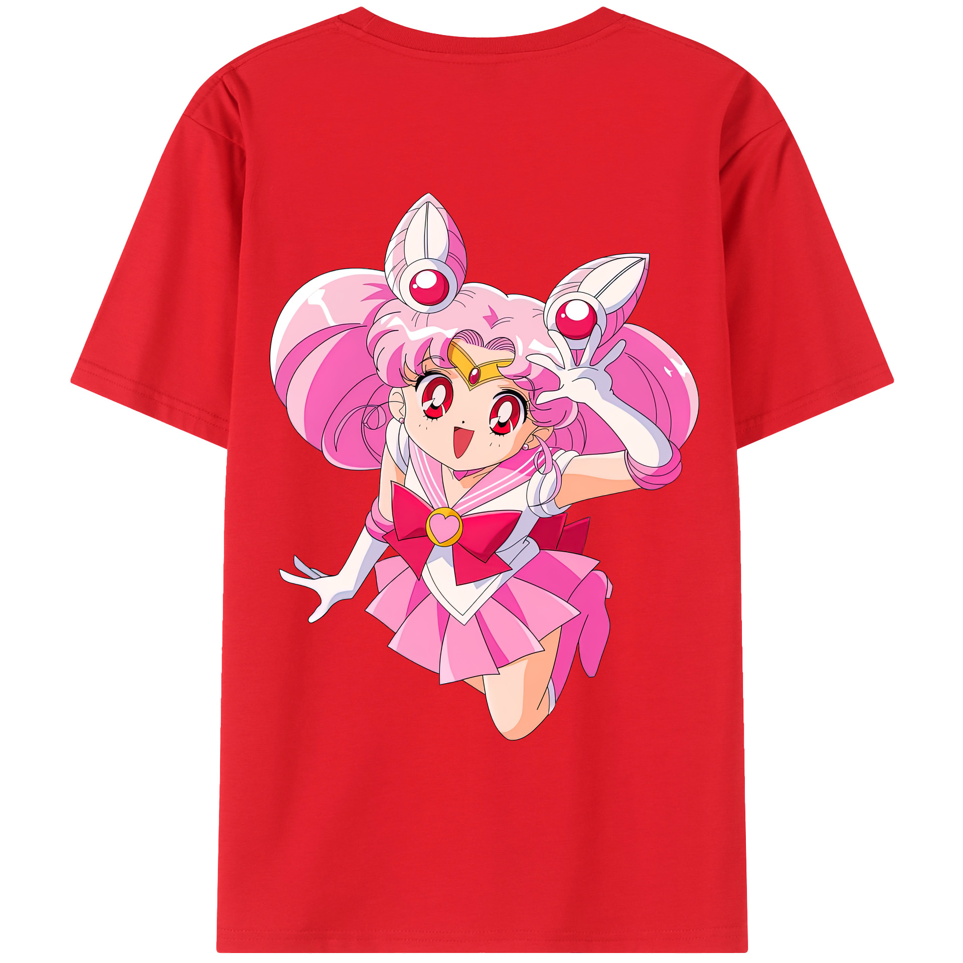 （画像用） 美少女戦士セーラームーン ちびうさ Sailor Moon Chibiusa Tsukino Usagi Small Lady Serenity 綿100％ メンズ半袖Tシャツ（バックプリント） 通気性