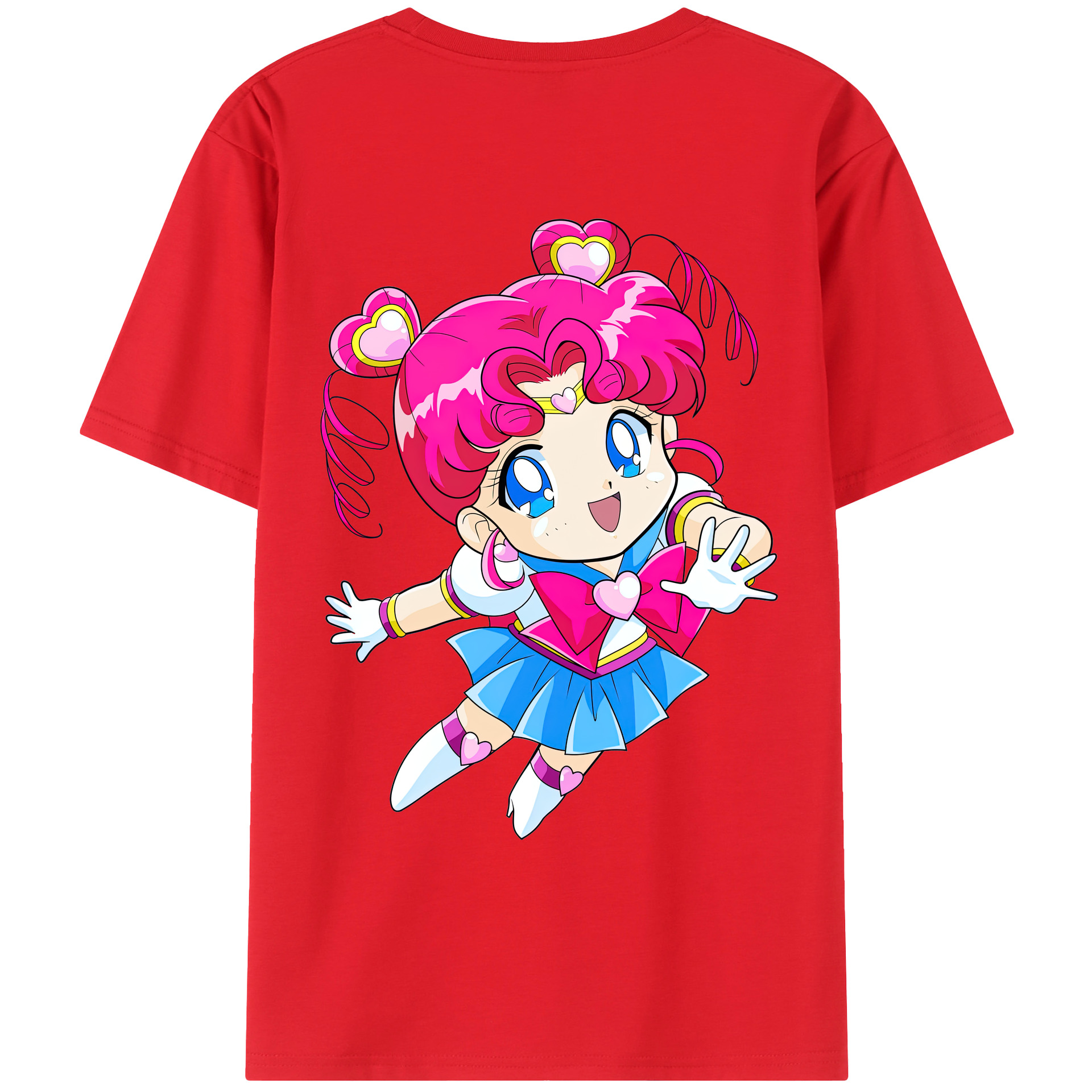 （画像用） 美少女戦士セーラームーン ちびうさ Sailor Moon Chibiusa Tsukino Usagi Small Lady Serenity 綿100％ メンズ半袖Tシャツ（バックプリント） 通気性