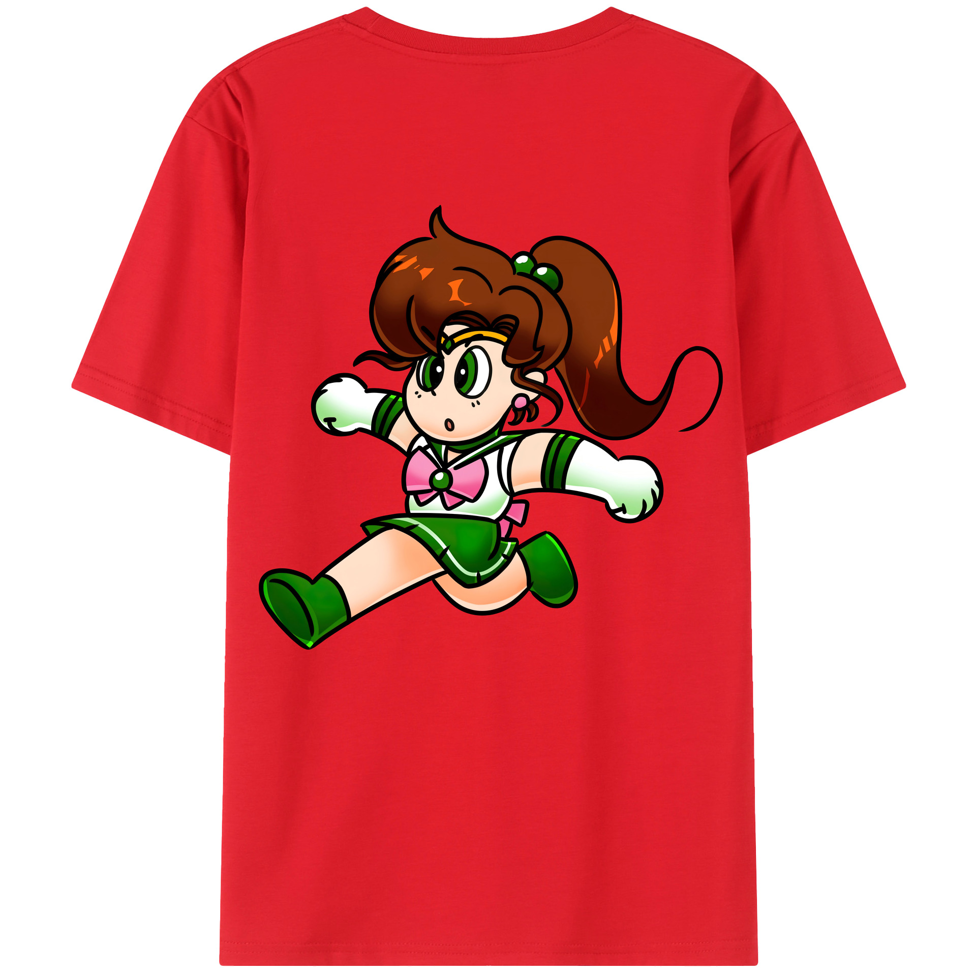 （画像用） 美少女戦士セーラームーン 木野 まこと きの まこと Sailor Moon Kino Makoto （セーラージュピター；Sailor Jupiter） 綿100％ メンズ半袖Tシャツ（バックプリント） 通気性