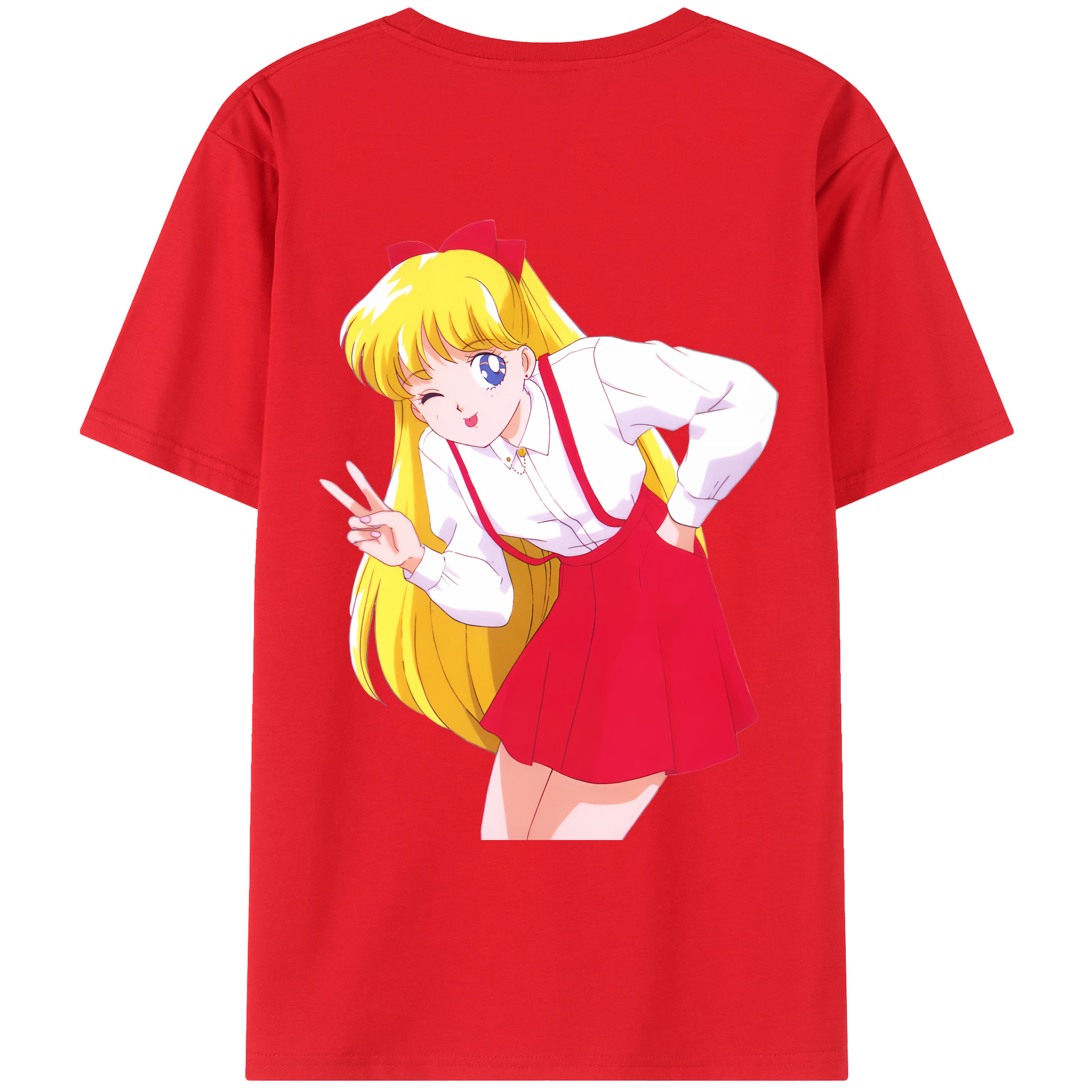 （画像用） 美少女戦士セーラームーン 愛野 美奈子 あいの みなこ Sailor Moon Aino Minako 綿100％ メンズ半袖Tシャツ（バックプリント） 通気性