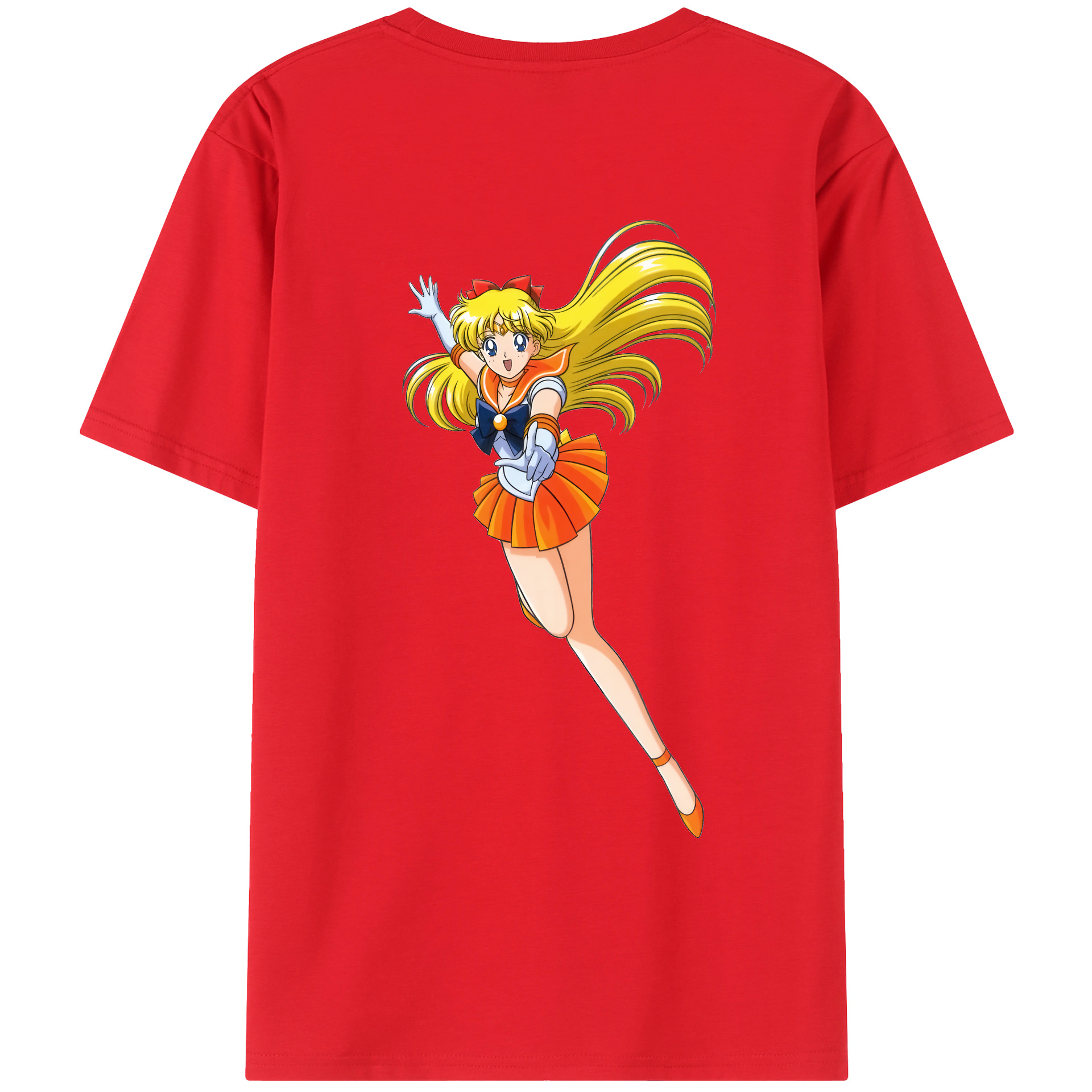 （画像用） 美少女戦士セーラームーン 愛野 美奈子 あいの みなこ Sailor Moon Aino Minako 綿100％ メンズ半袖Tシャツ（バックプリント） 通気性