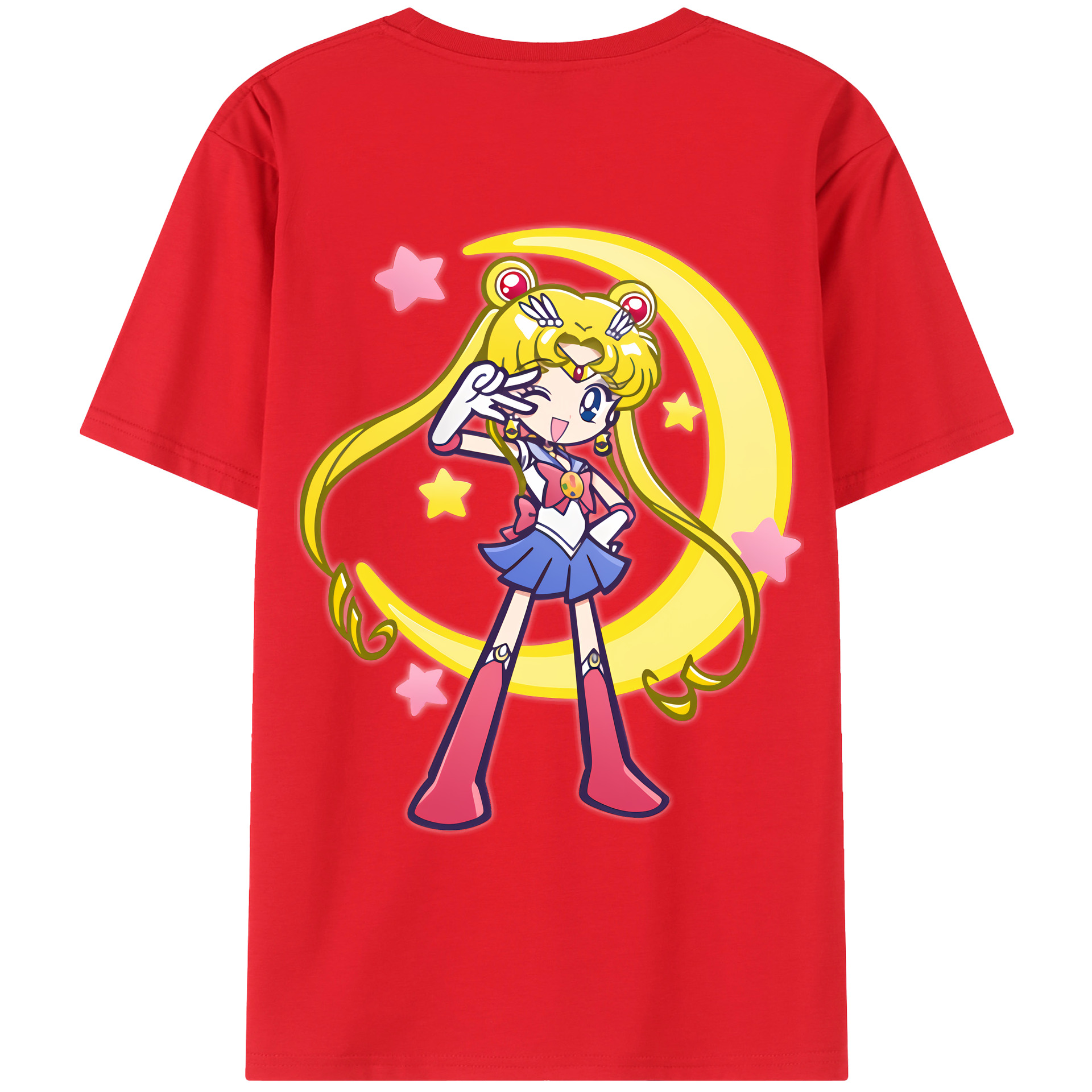 （画像用） 美少女戦士セーラームーン 月野 うさぎ つきの うさぎ Sailor Moon Tsukino Usagi 綿100％ メンズ半袖Tシャツ（バックプリント） 通気性