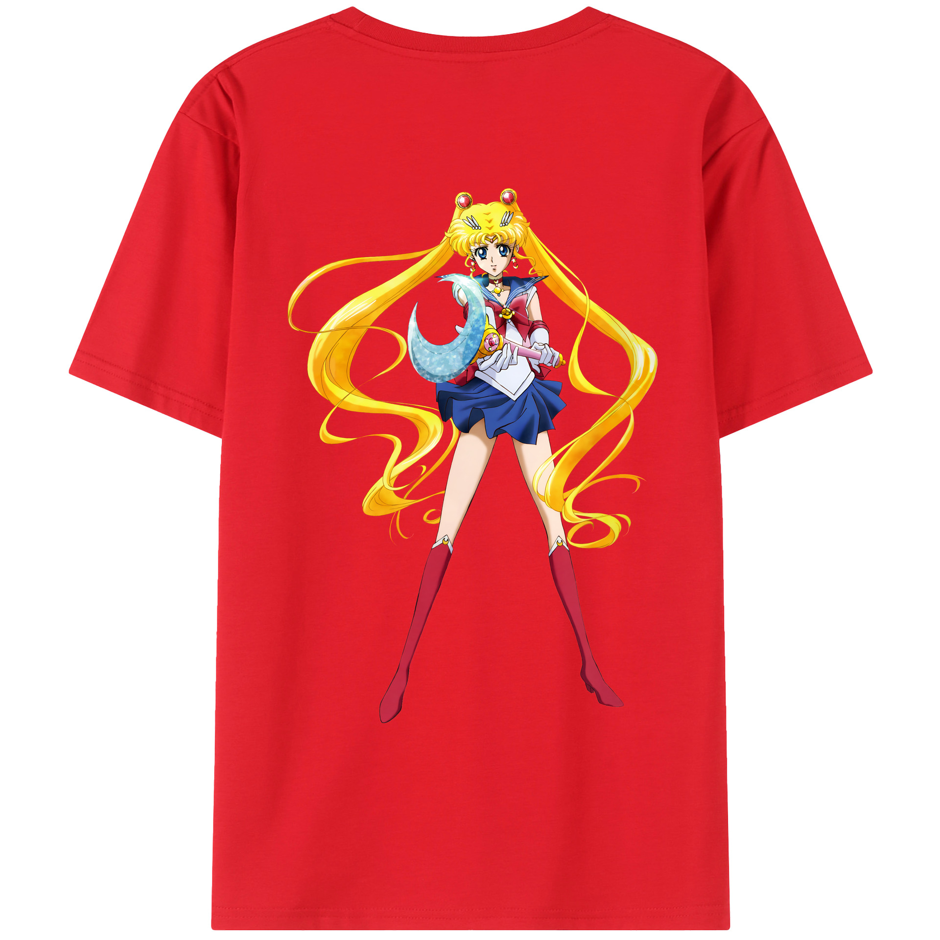 （画像用） 美少女戦士セーラームーン 月野 うさぎ つきの うさぎ Sailor Moon Tsukino Usagi 綿100％ メンズ半袖Tシャツ（バックプリント） 通気性