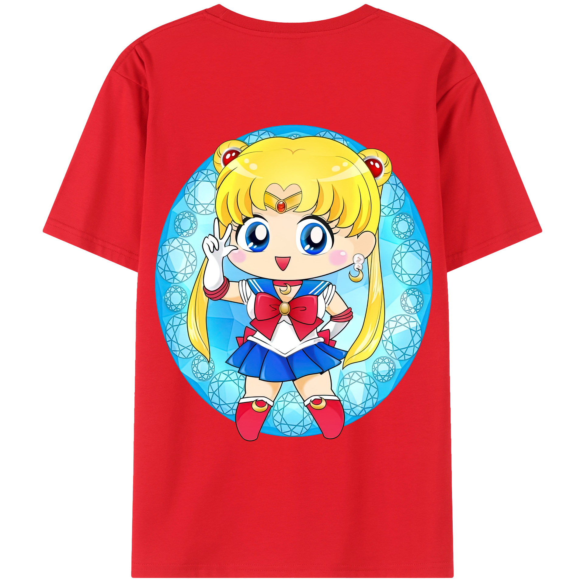 （画像用） 美少女戦士セーラームーン 月野 うさぎ つきの うさぎ Sailor Moon Tsukino Usagi 綿100％ メンズ半袖Tシャツ（バックプリント） 通気性