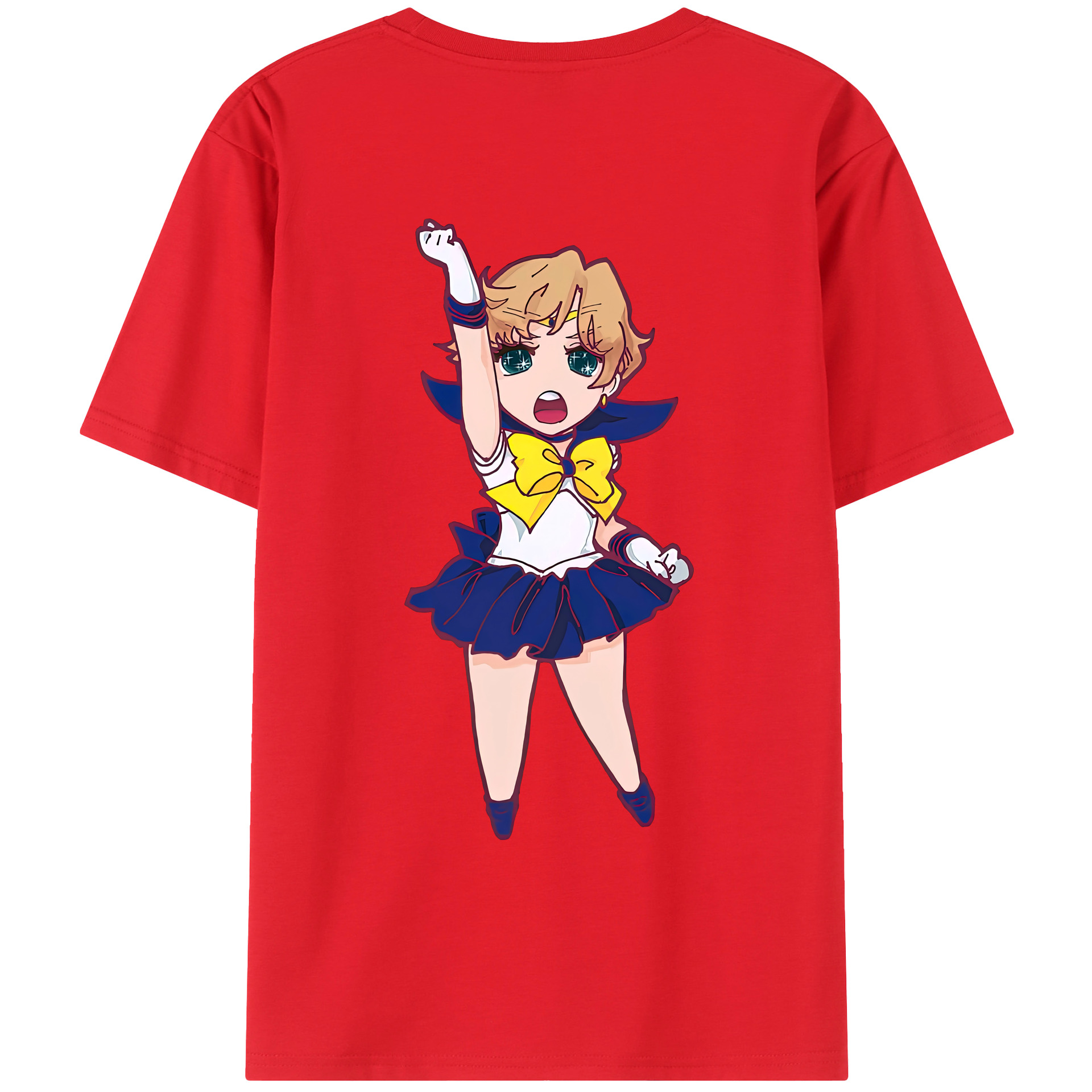 （画像用） 美少女戦士セーラームーン 天王はるか Sailor Moon Tenoh Haruka 綿100％ メンズ半袖Tシャツ（バックプリント） 通気性