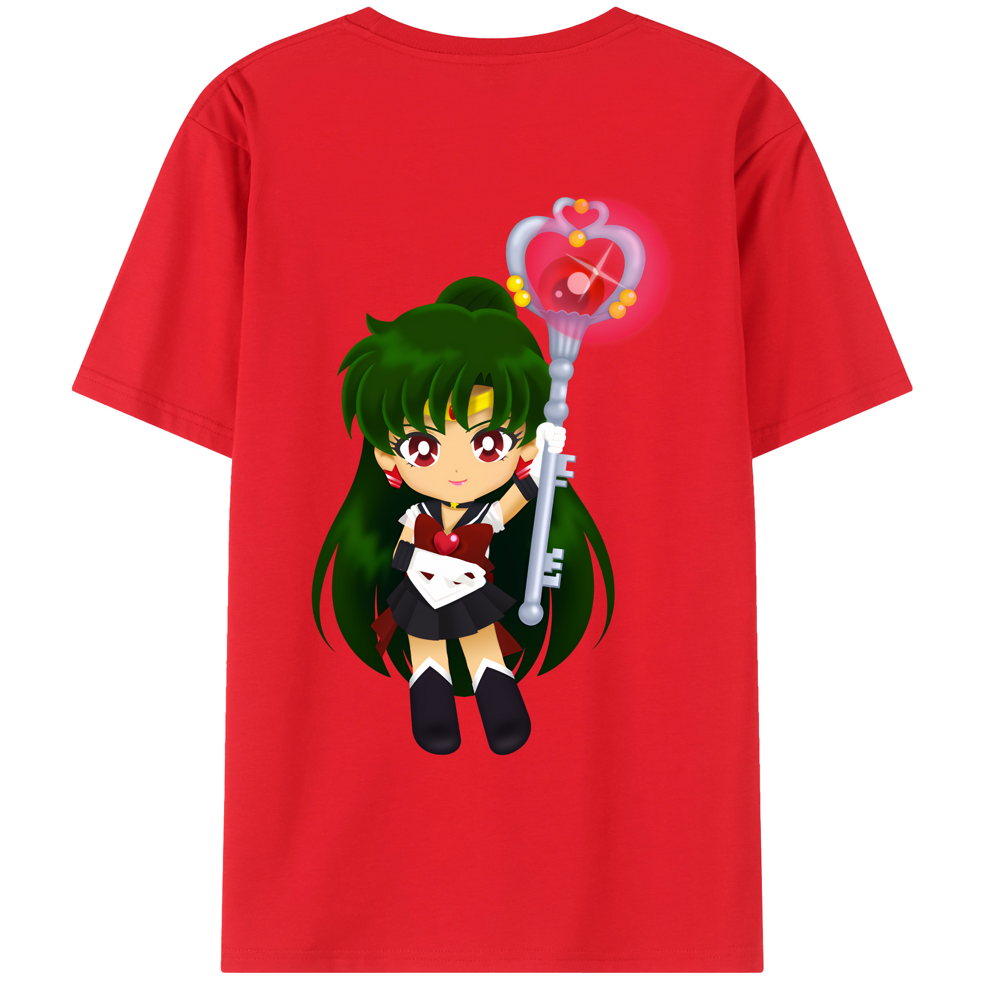 （画像用） 美少女戦士セーラームーン 冥王せつな Sailor Moon Meiou Setsuna 綿100％ メンズ半袖Tシャツ（バックプリント） 通気性