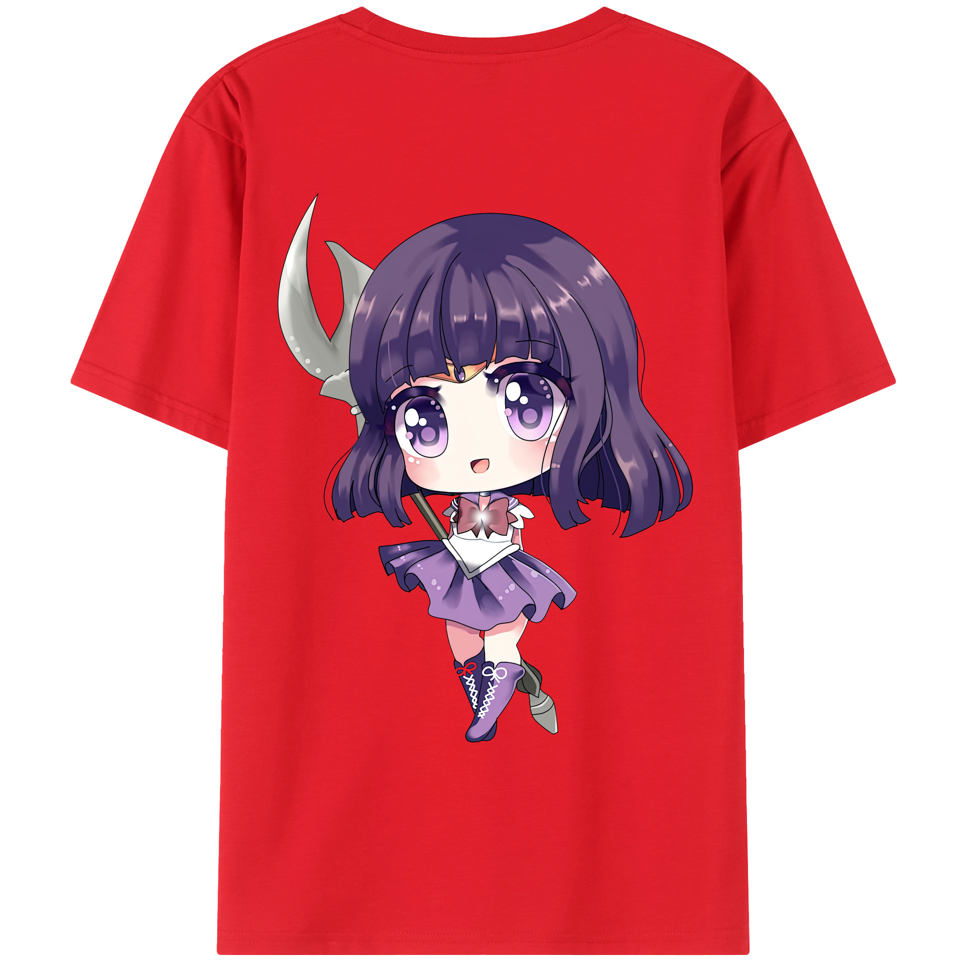 （画像用） 美少女戦士セーラームーン 土萠ほたる Sailor Moon Tomoe Hotaru （セーラーサターン；Sailor Saturn） 綿100％ メンズ半袖Tシャツ（バックプリント） 通気性