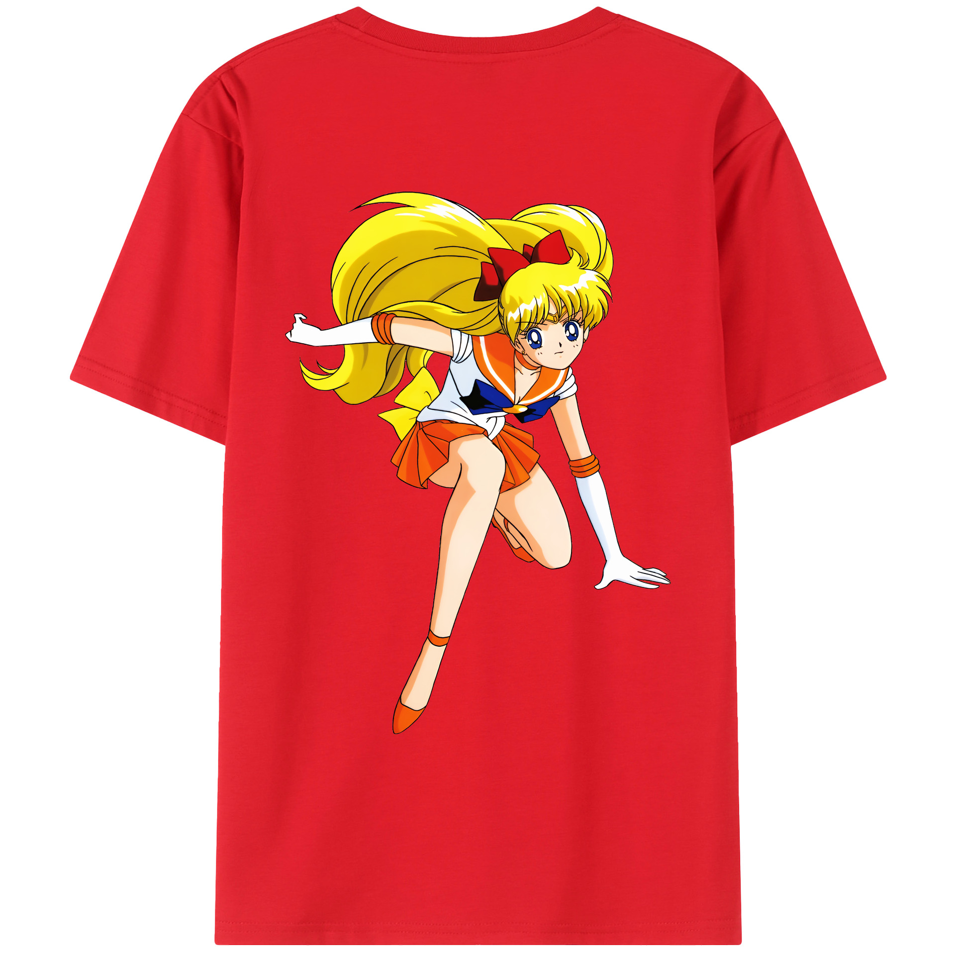 （画像用） 美少女戦士セーラームーン 愛野 美奈子 あいの みなこ Sailor Moon Aino Minako 綿100％ メンズ半袖Tシャツ（バックプリント） 通気性