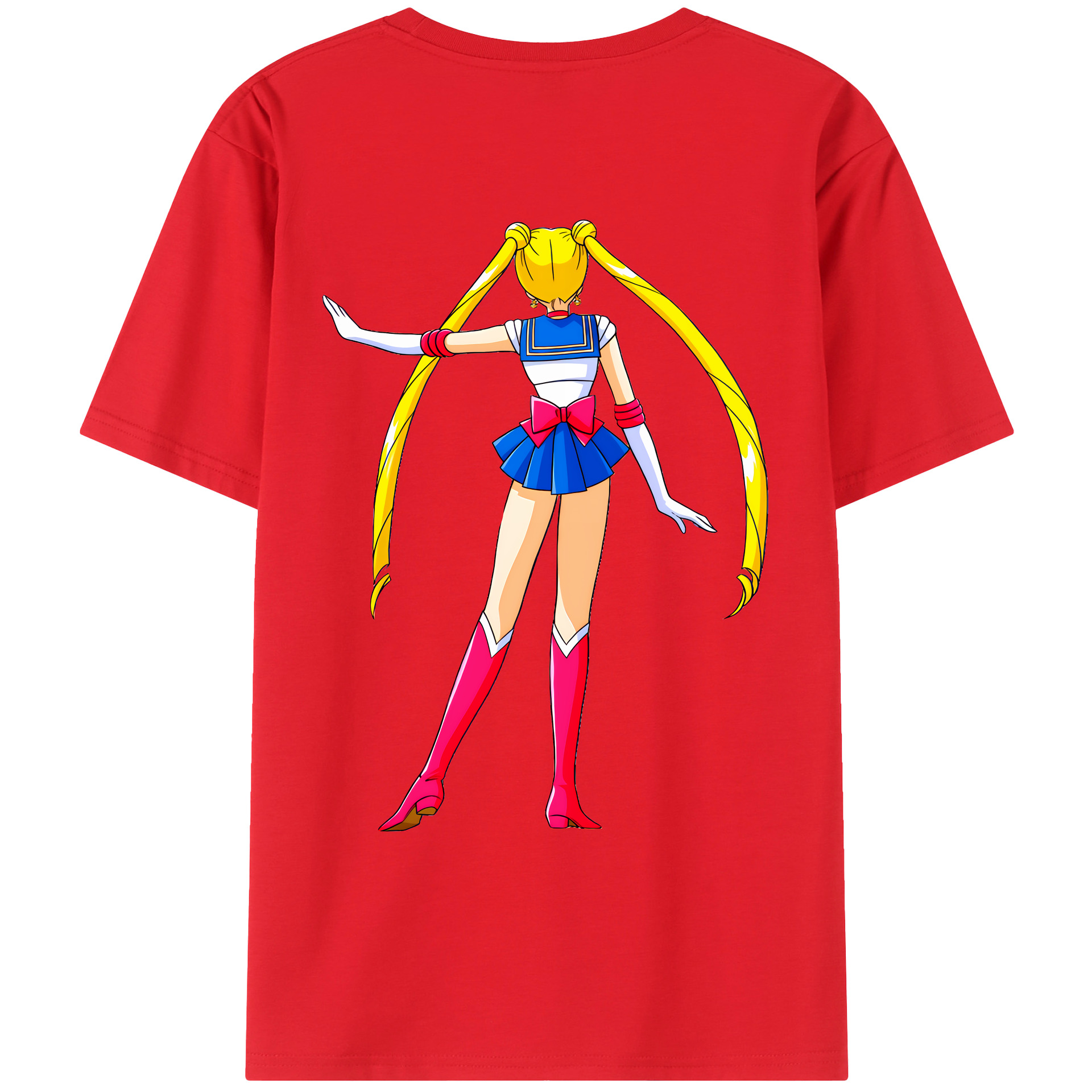 （画像用） 美少女戦士セーラームーン 月野 うさぎ つきの うさぎ Sailor Moon Tsukino Usagi 綿100％ メンズ半袖Tシャツ（バックプリント） 通気性