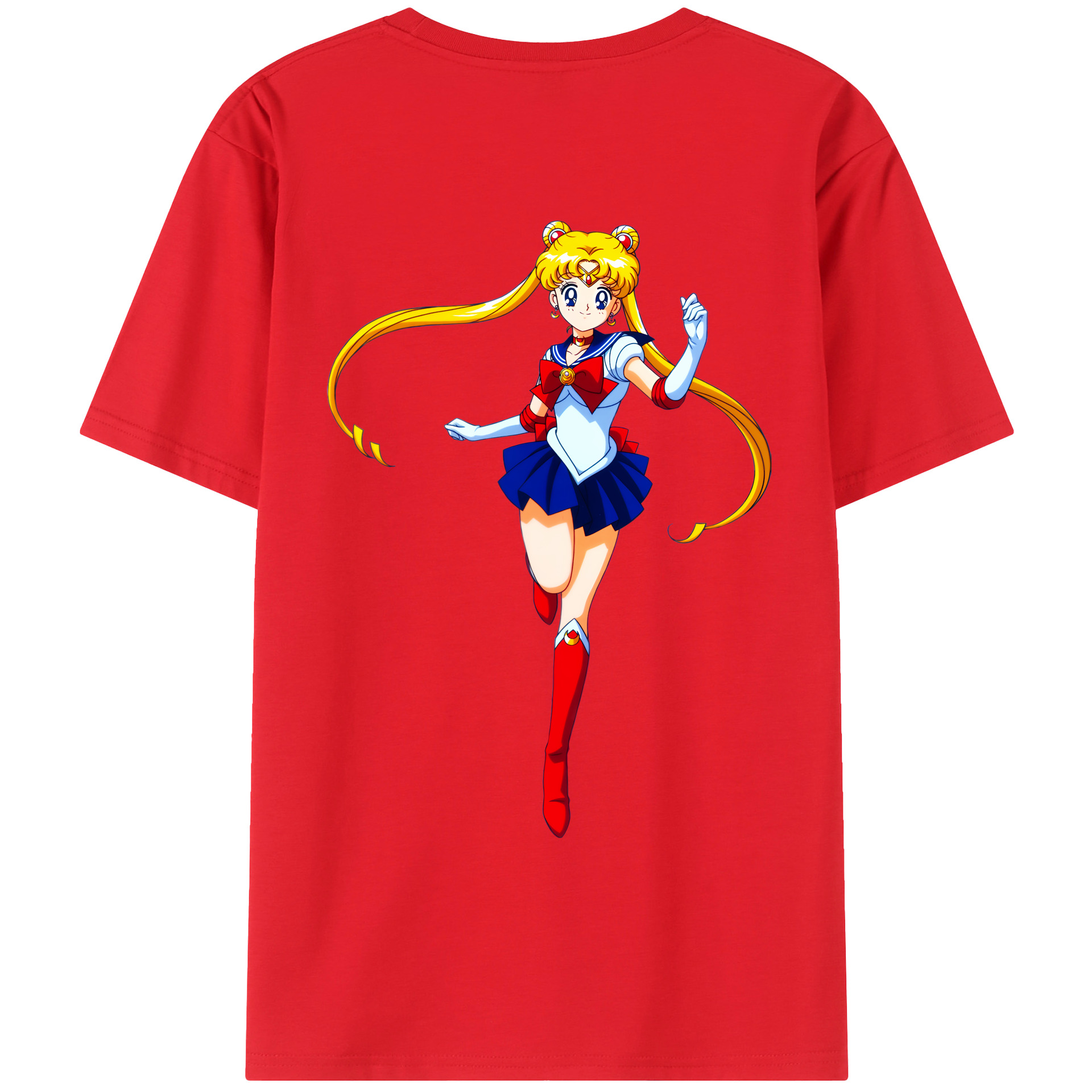 （画像用） 美少女戦士セーラームーン 月野 うさぎ つきの うさぎ Sailor Moon Tsukino Usagi 綿100％ メンズ半袖Tシャツ（バックプリント） 通気性