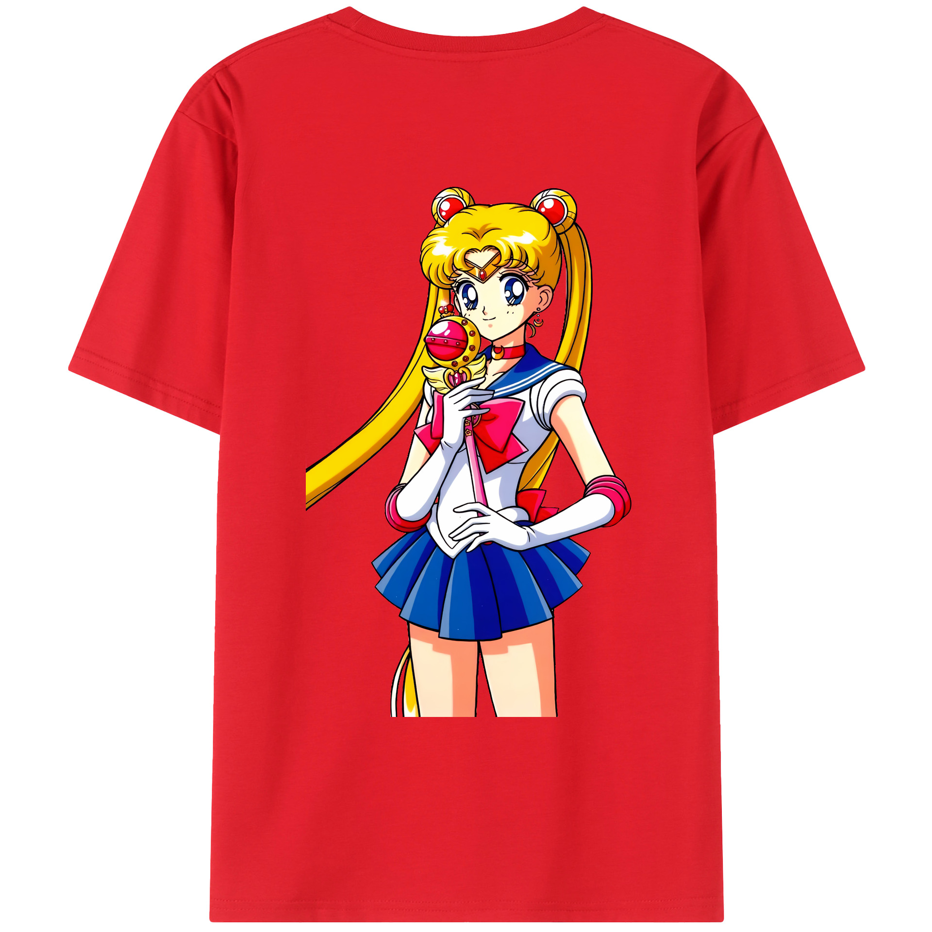 （画像用） 美少女戦士セーラームーン 月野 うさぎ つきの うさぎ Sailor Moon Tsukino Usagi 綿100％ メンズ半袖Tシャツ（バックプリント） 通気性
